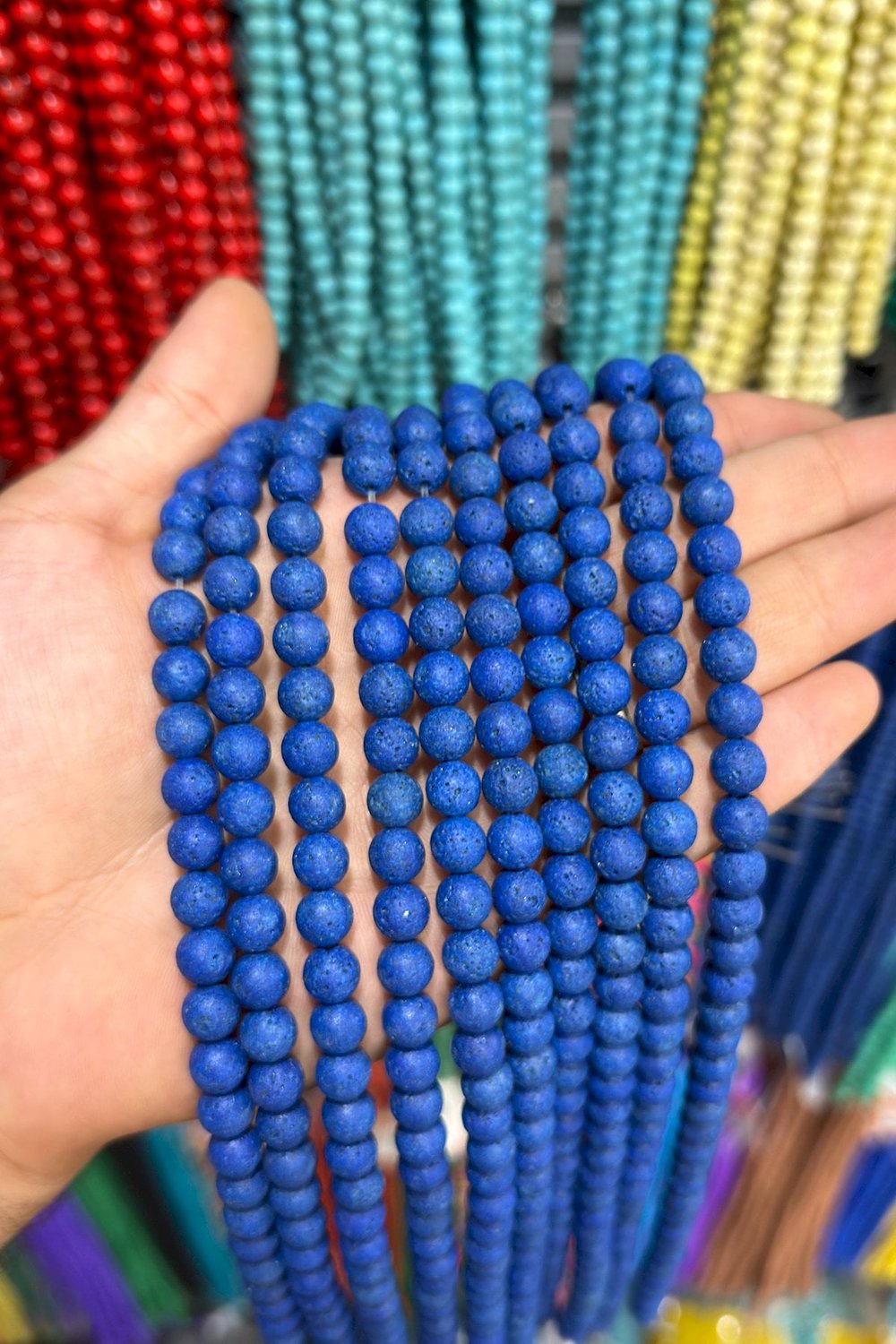 Lav Taşı Küre Kesim Mat Koyu Mavi 8mm Doğal Taş Dizi