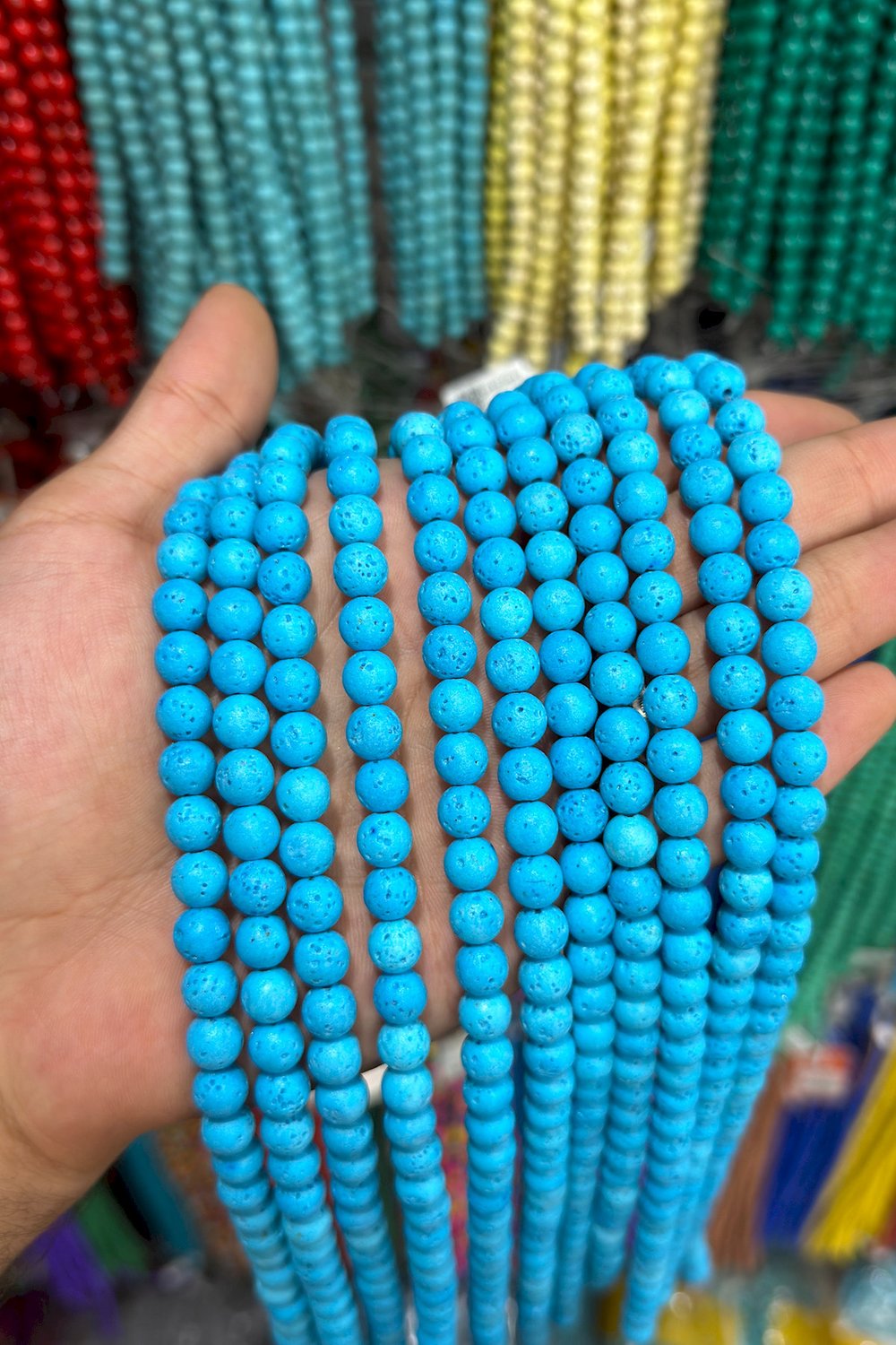 Lav Taşı Küre Kesim Mat Mavi 8mm Doğal Taş Dizi [AA]