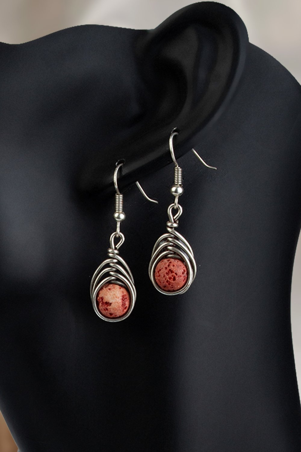 Lava Pink Woven Round-Cut Earrings