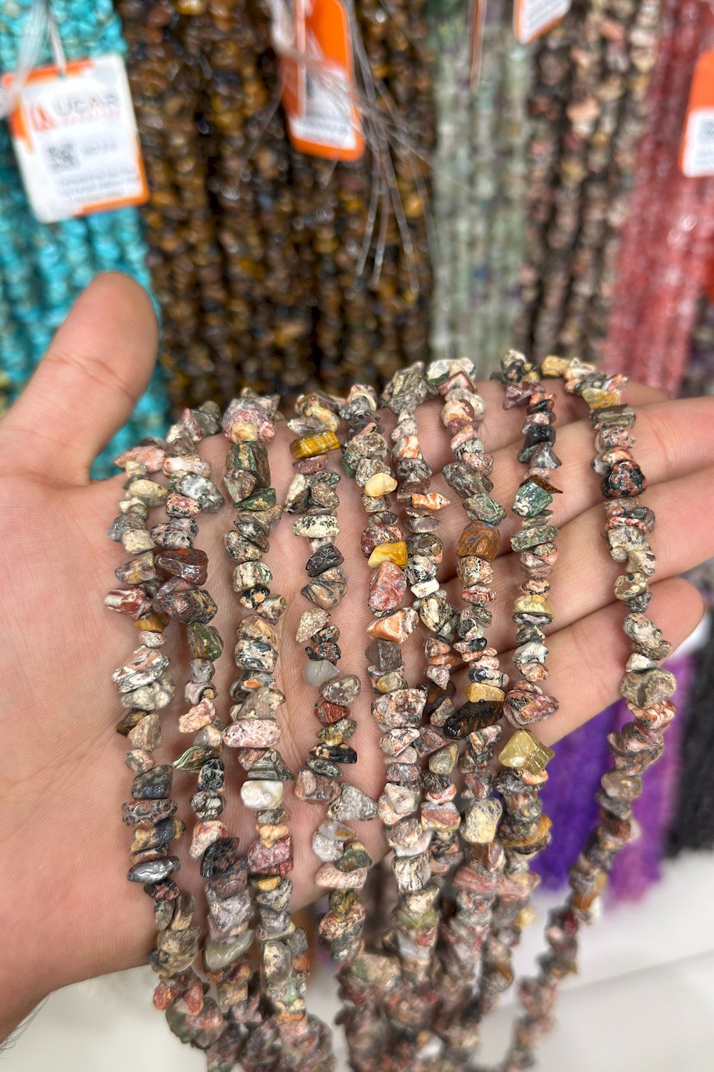 Leopar Jasper Kırık Taş Orta Boy Parlak 5x8mm Doğal Taş Dizi
