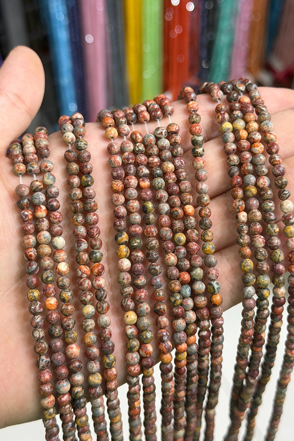 Leopar Jasper Taşı Küre Kesim Mat 4mm Doğal Taş Dizi [AA]