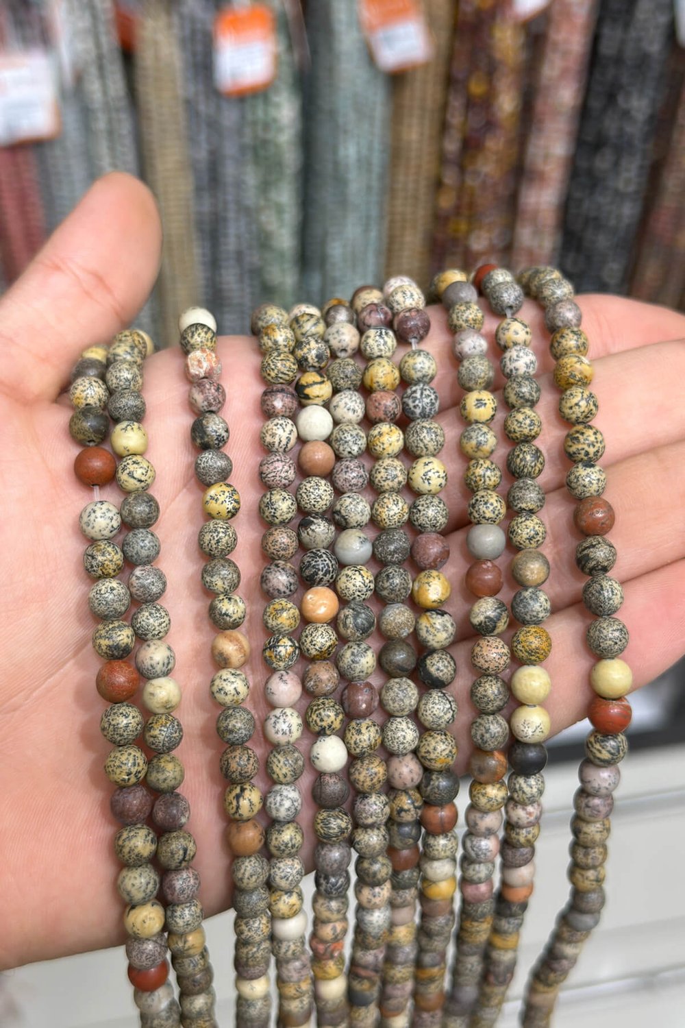 Leopar Jasper Taşı Küre Kesim Mat 6mm Doğal Taş Dizi [AA]