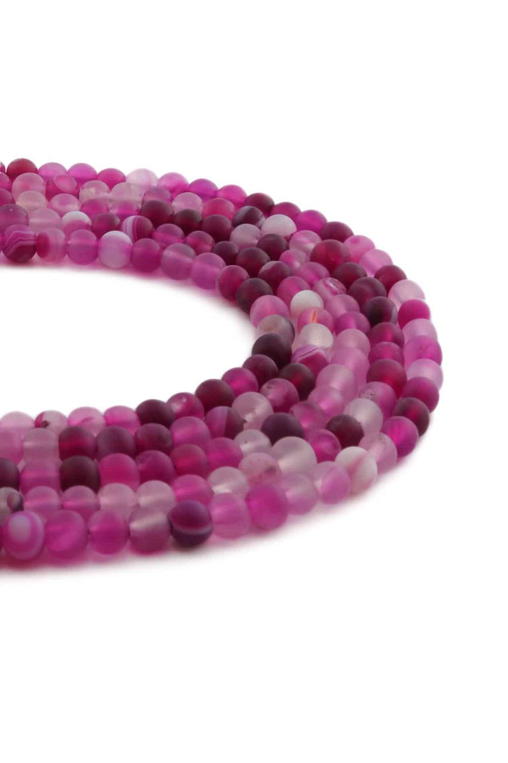 Madagascar Agate Natural Stone Matte Fuchsia Globe Cut 4mm String Of Beads