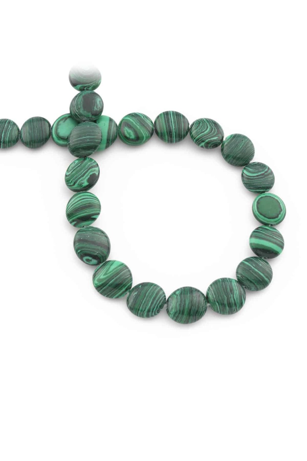 Malachite Natural Stone Circle Cut 12mm String Of Beads