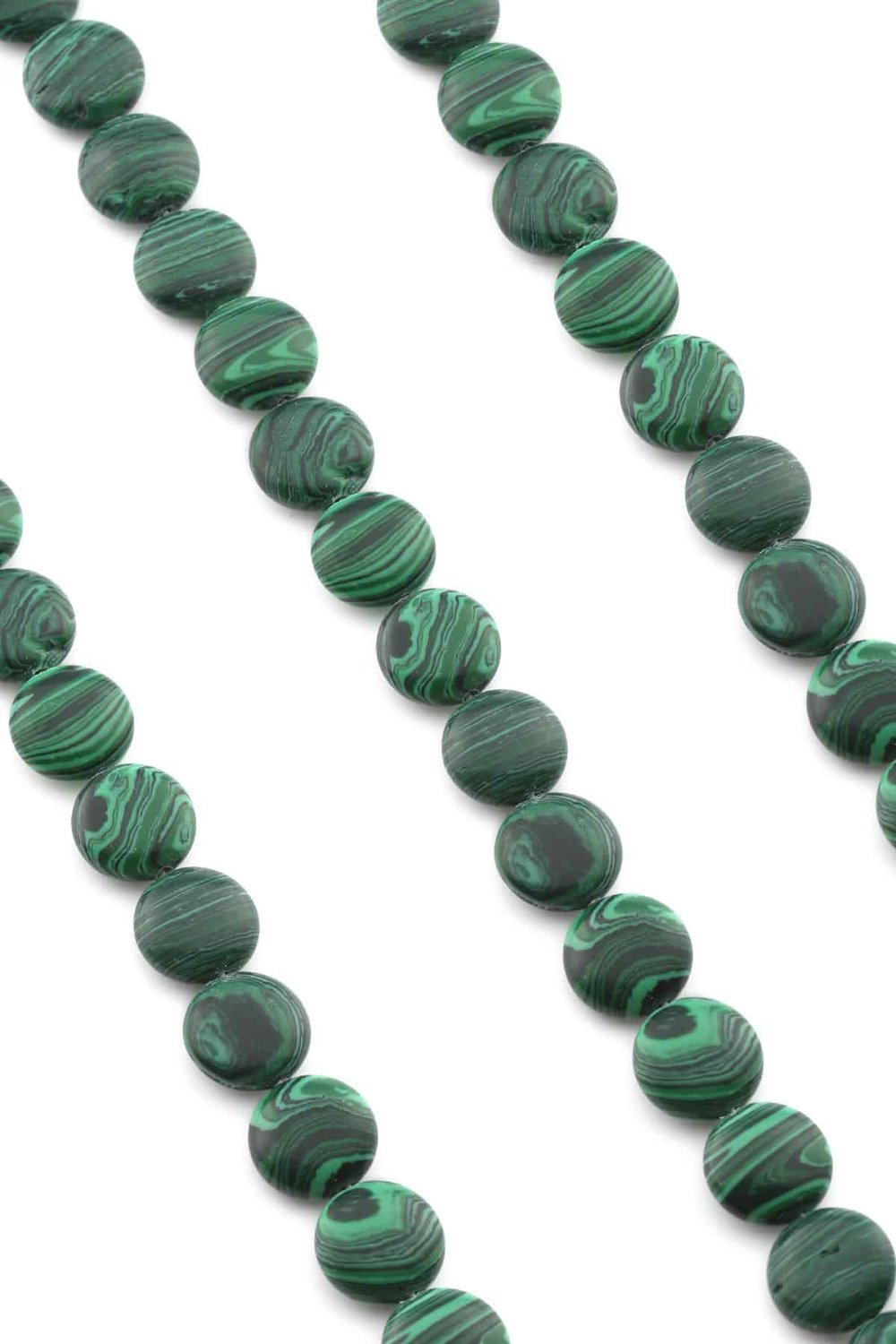 Malachite Natural Stone Circle Cut 12mm String Of Beads