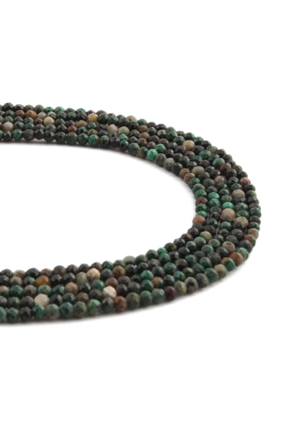 Malachite Natural Stone Shiny Globe Crystal Cut 2mm String Of Beads