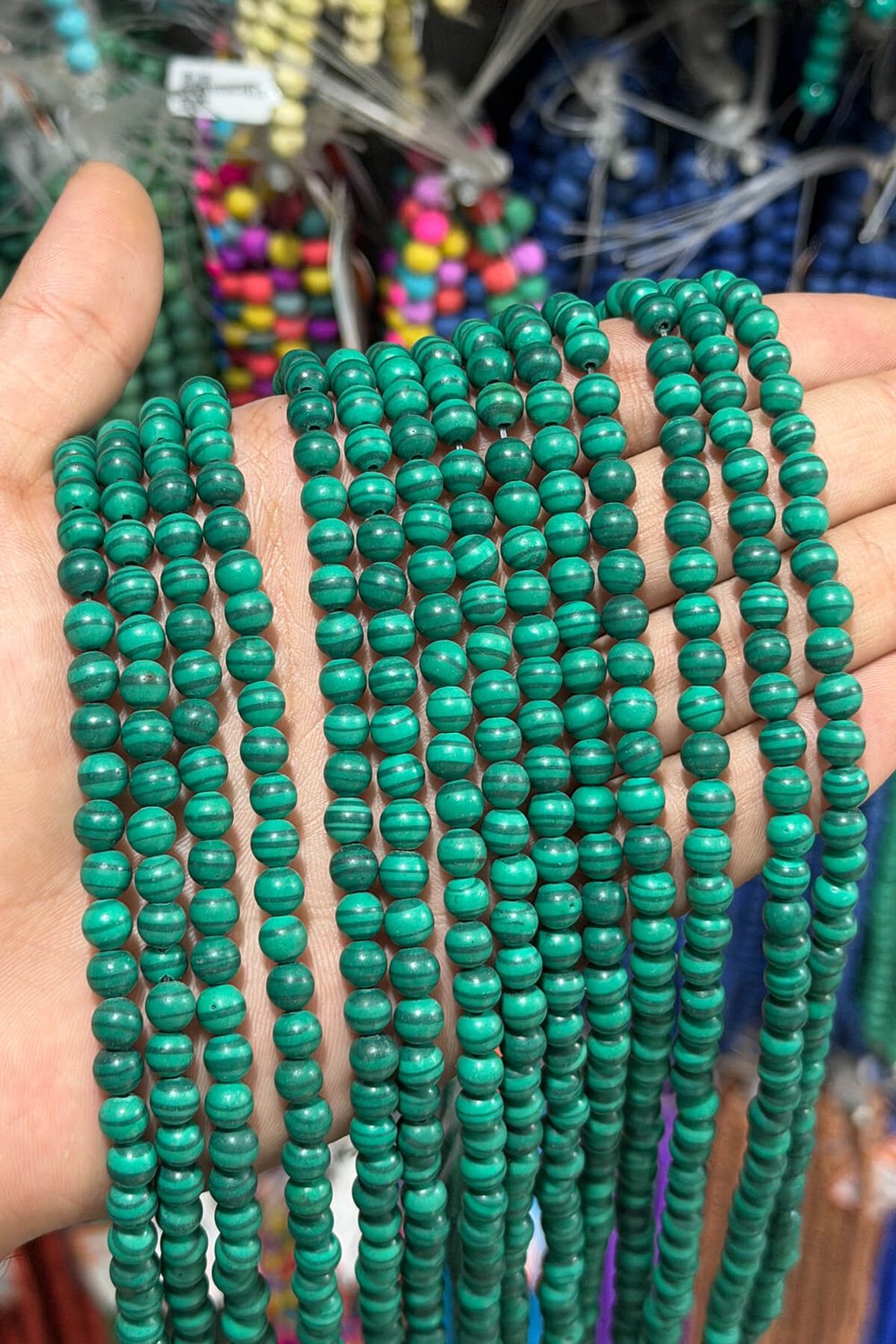 Malakit Taşı Küre Kesim Parlak Yeşil 6mm Doğal Taş Dizi [B+]