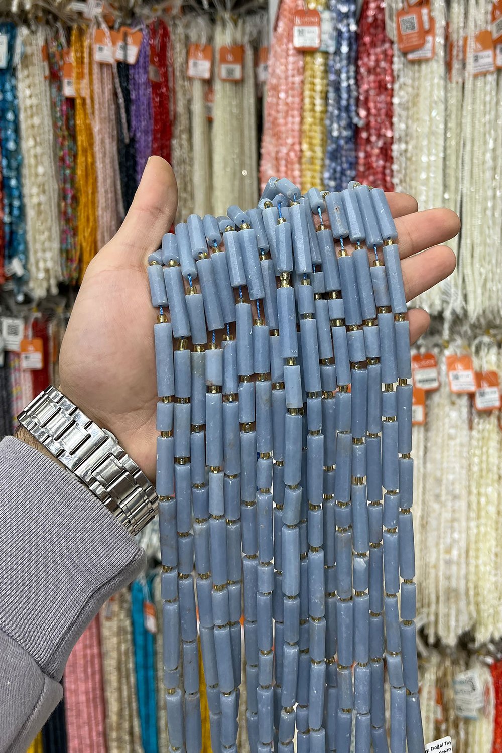 Melek Taşı Doğal Taş Köşeli Silindir Kesim 7x27mm Dizi