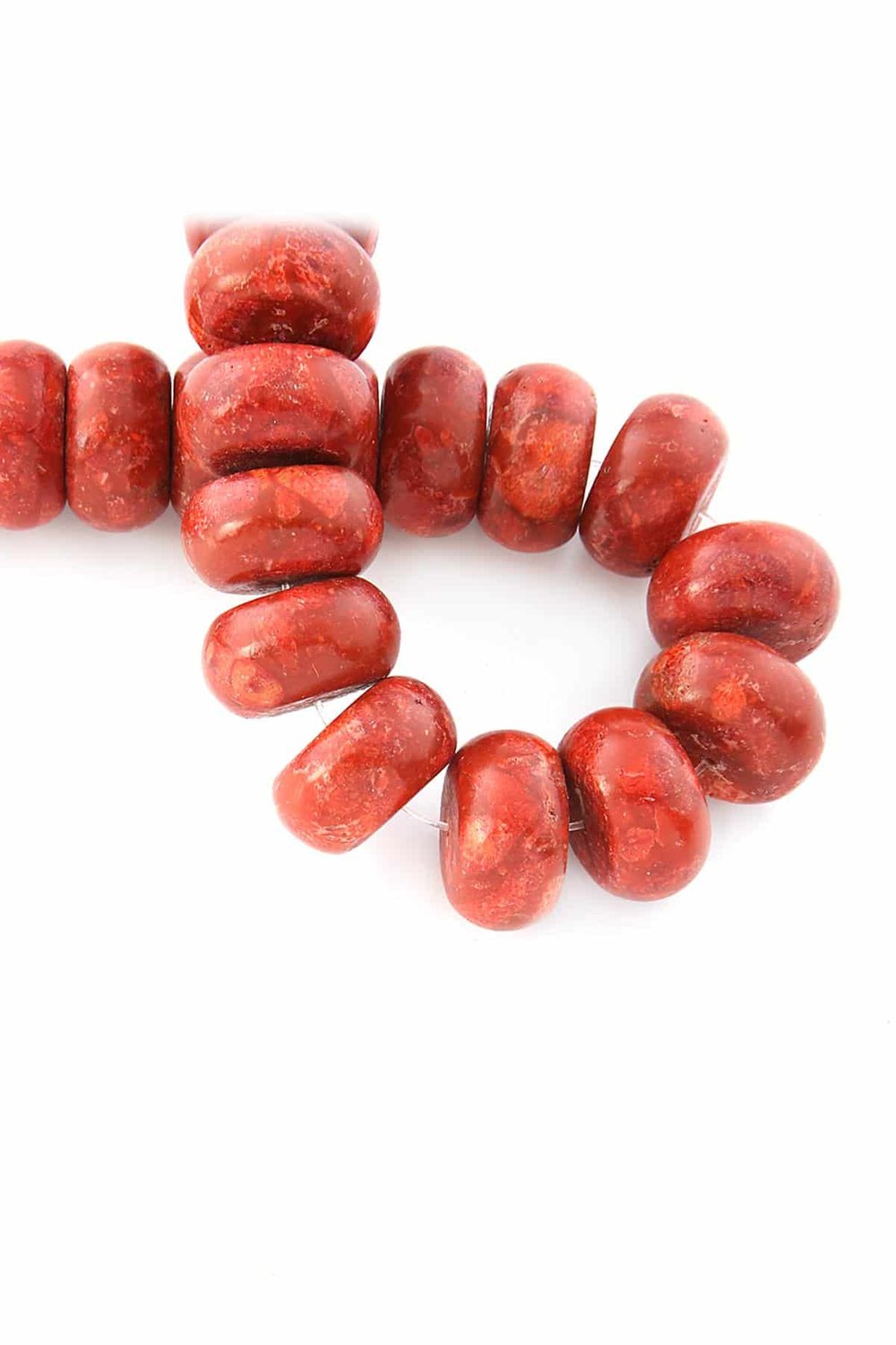 Çim Mercan Taşı Rondela Kesim Parlak Kırmızı 12x22mm Doğal Taş Dizi [AA]