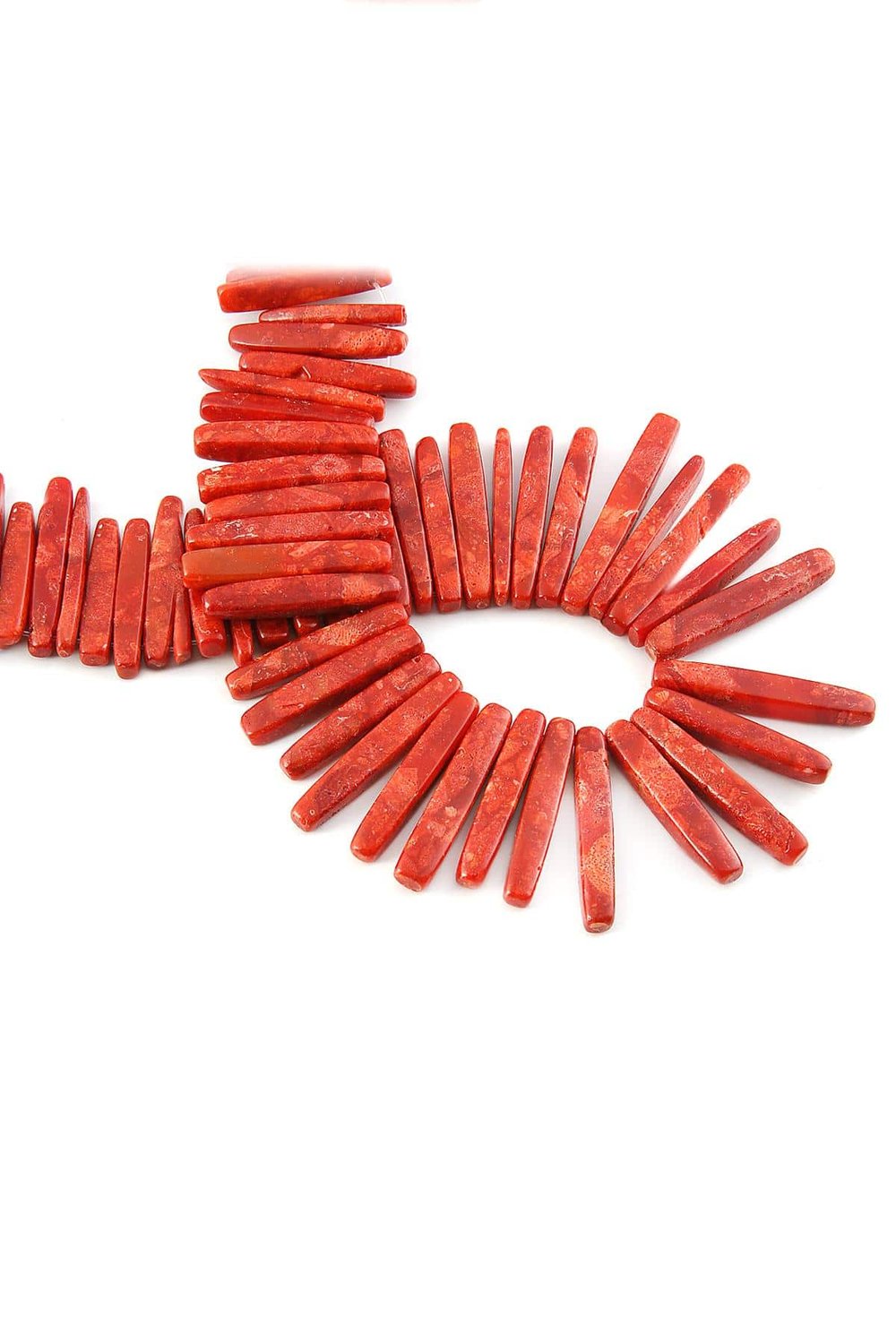 Çim Mercan Taşı Çubuk Kesim Parlak Kırmızı 6x38mm Doğal Taş Dizi [AA]