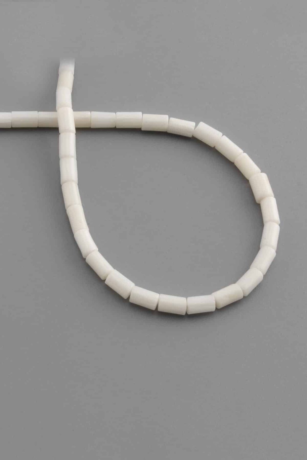 Coral Stone Cylindrical-Cut Shiny White 4x6mm Bead Strand [AA]