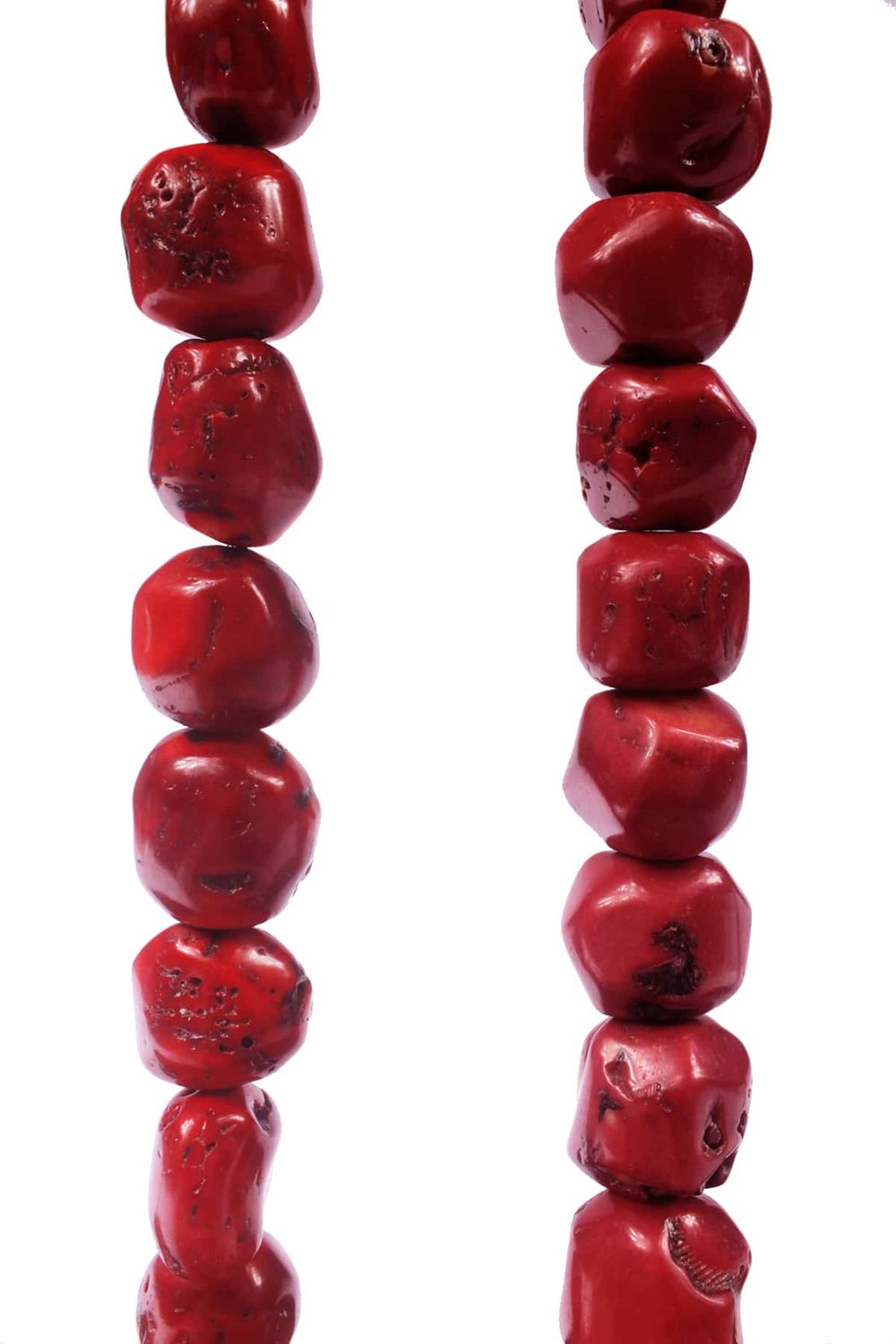 Coral Natural Stone Red Amorphous Cut 22x16mm String Of Beads