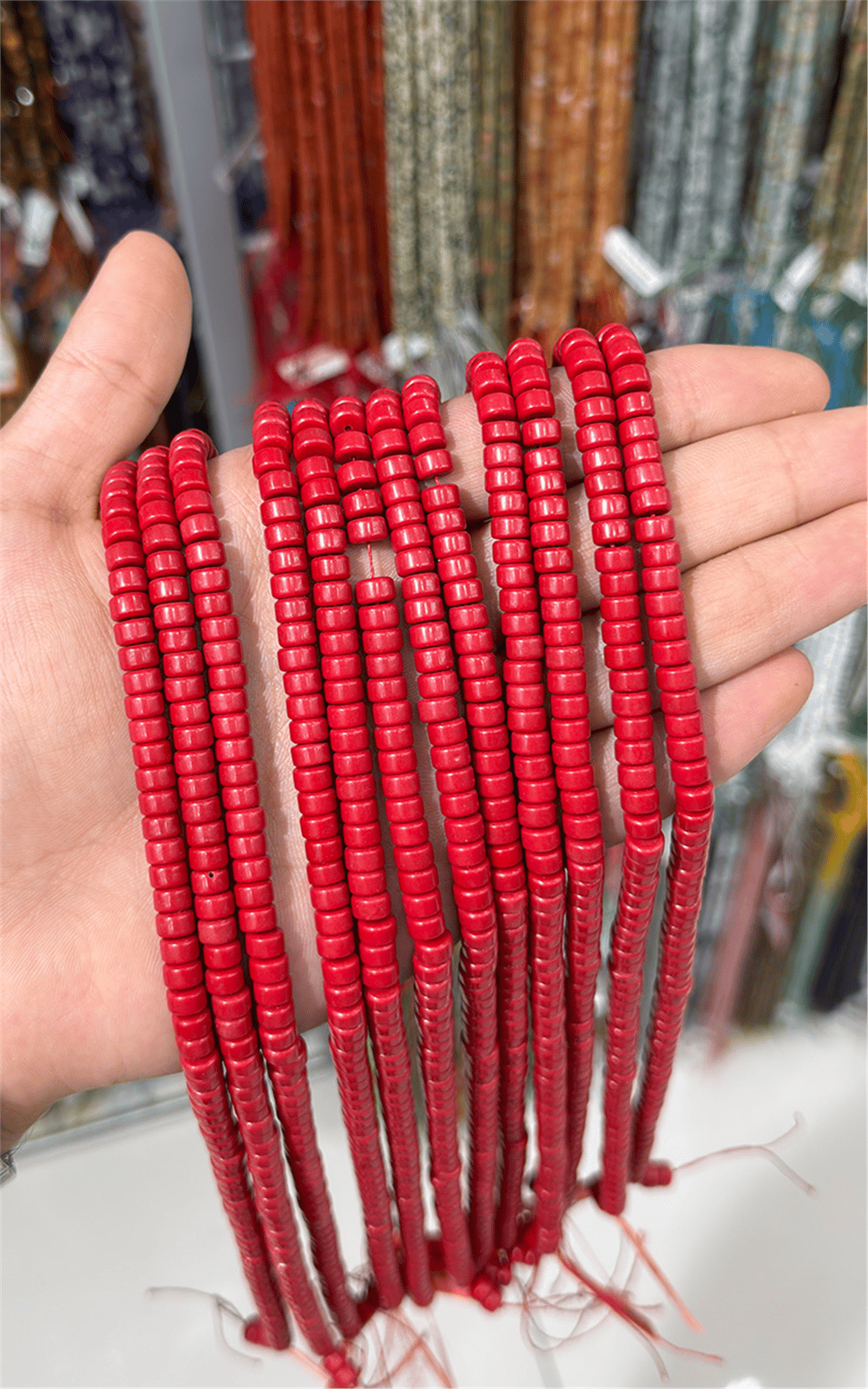 Mercan Doğal Taş Kırmızı Parlak Dore Kesim 6x4mm Dizi