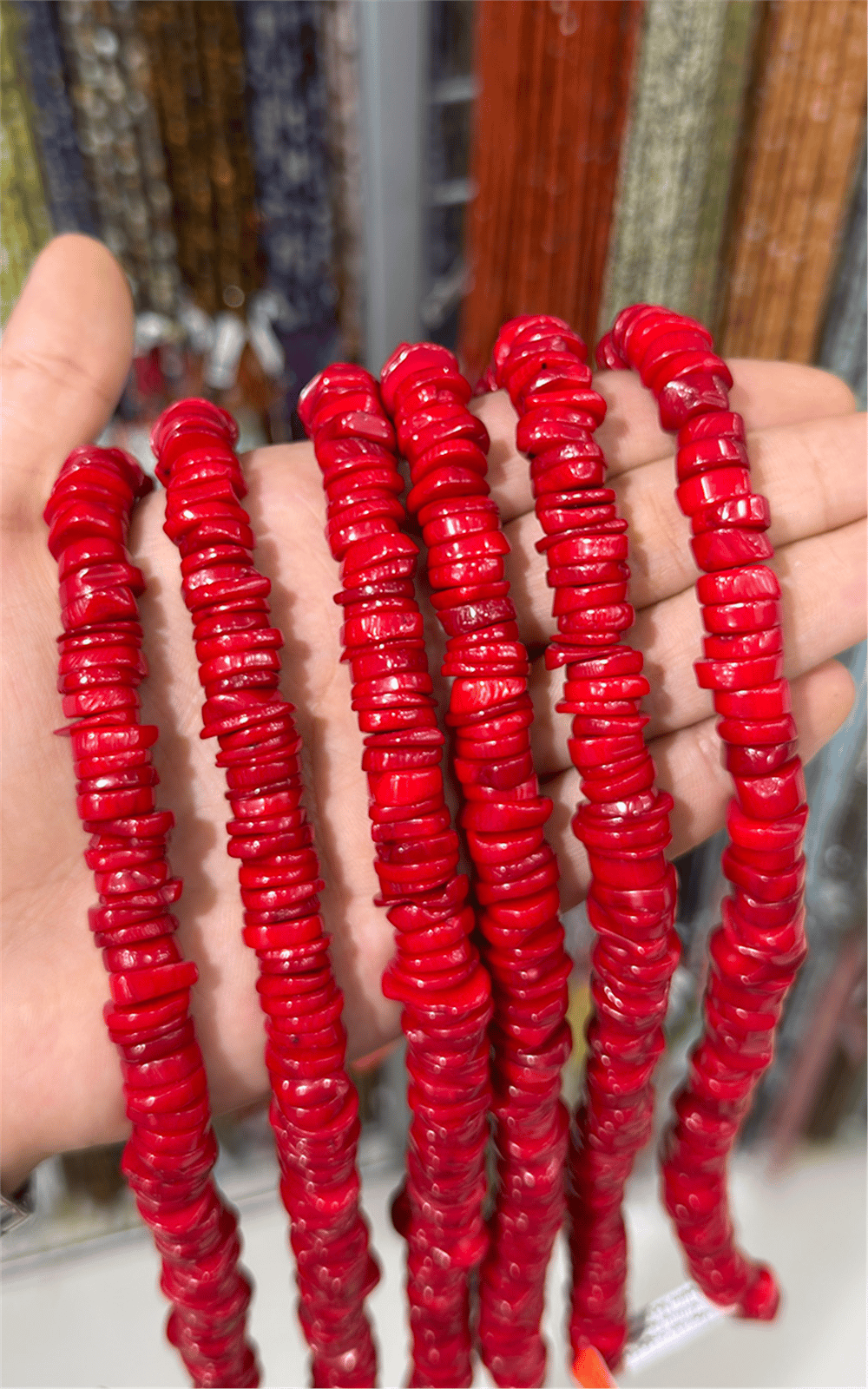 Mercan Doğal Taş Kırmızı Rondela Kesim 3x11mm Dizi