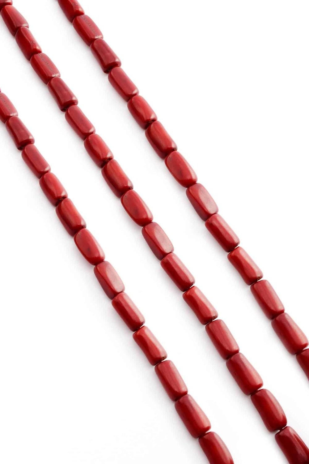 Coral Natural Stone Red Cylinder Cut 7x13mm String Of Beads