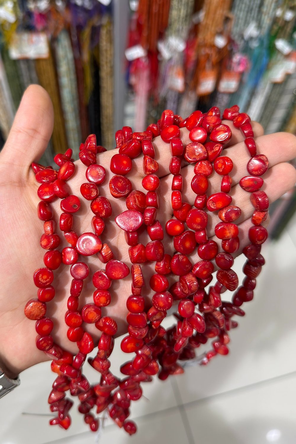 Mercan Doğal Taş Parlak Kırmızı Amorf Daire 5x11mm