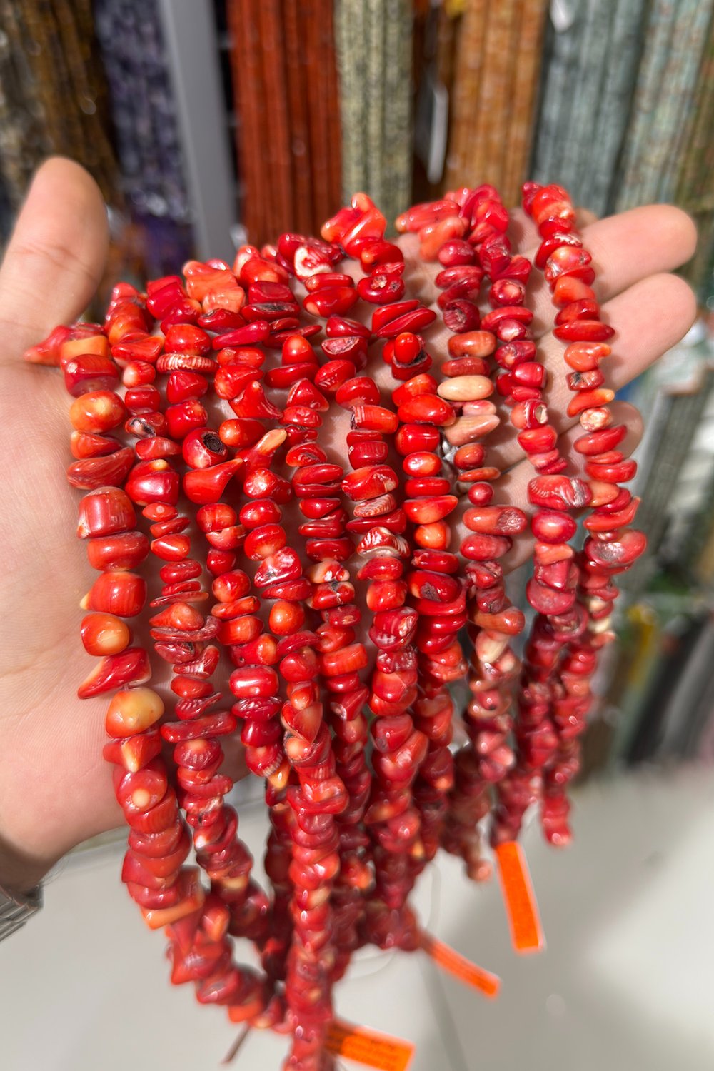 Mercan Doğal Taş Parlak Kırmızı Amorf Rondela 5x12mm Dizi