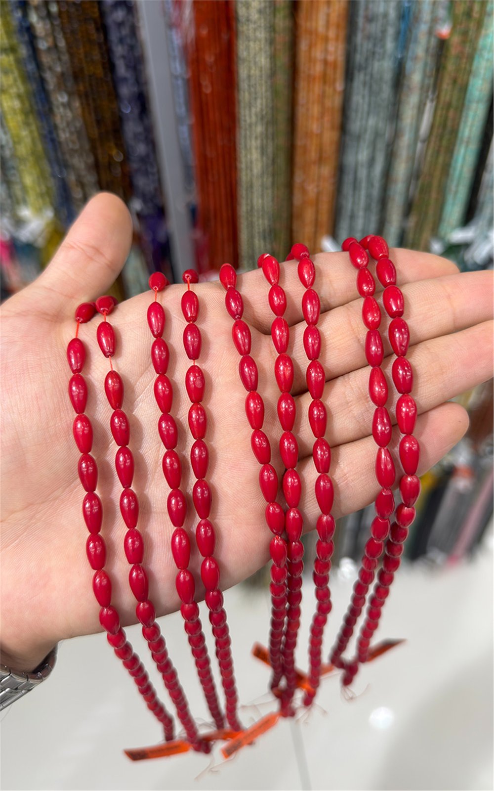 Mercan Doğal Taş Parlak Kırmızı Damla Kesim 5x11mm