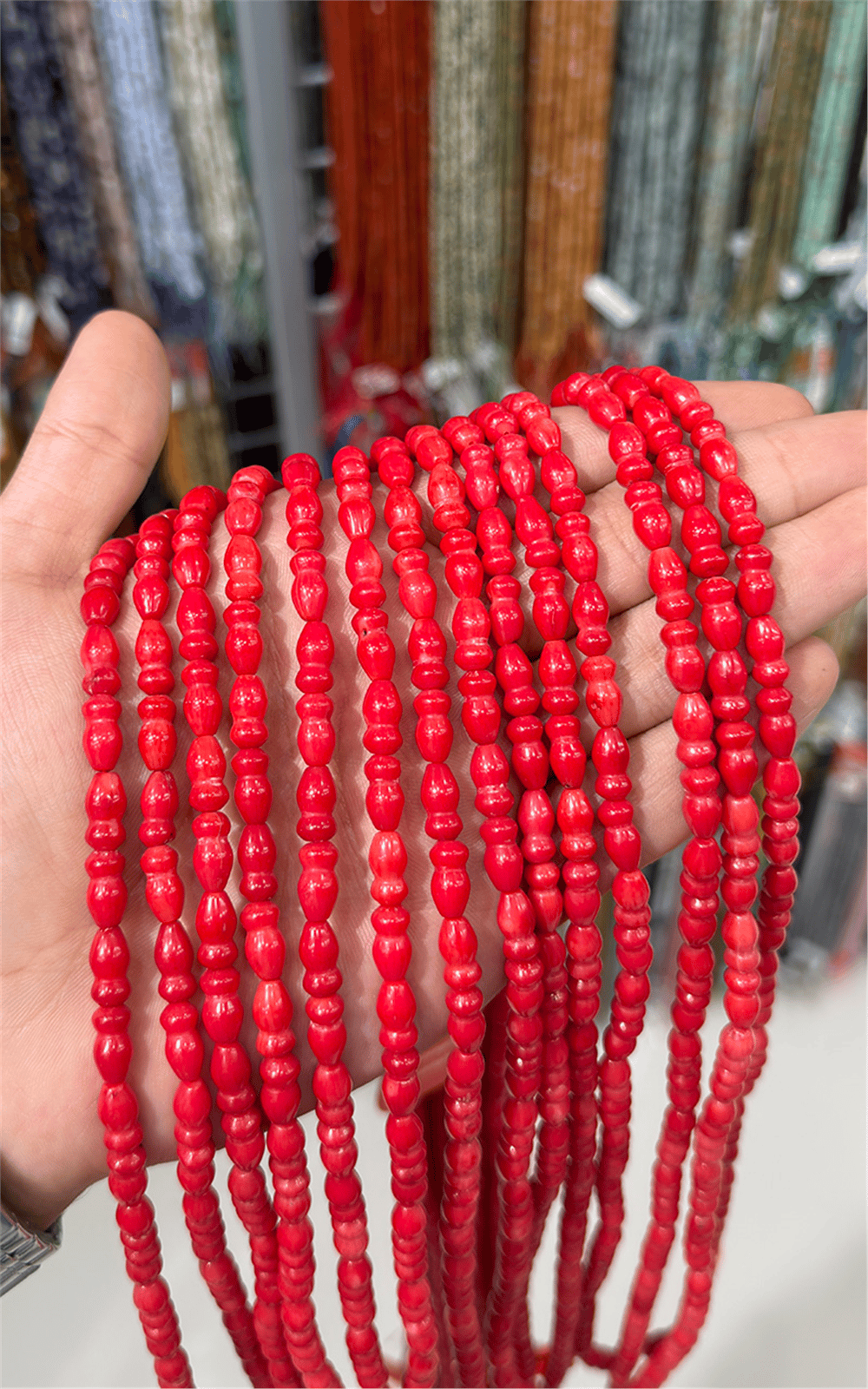 Coral Stone Shiny Red Goblet 12x6mm Bead Strand