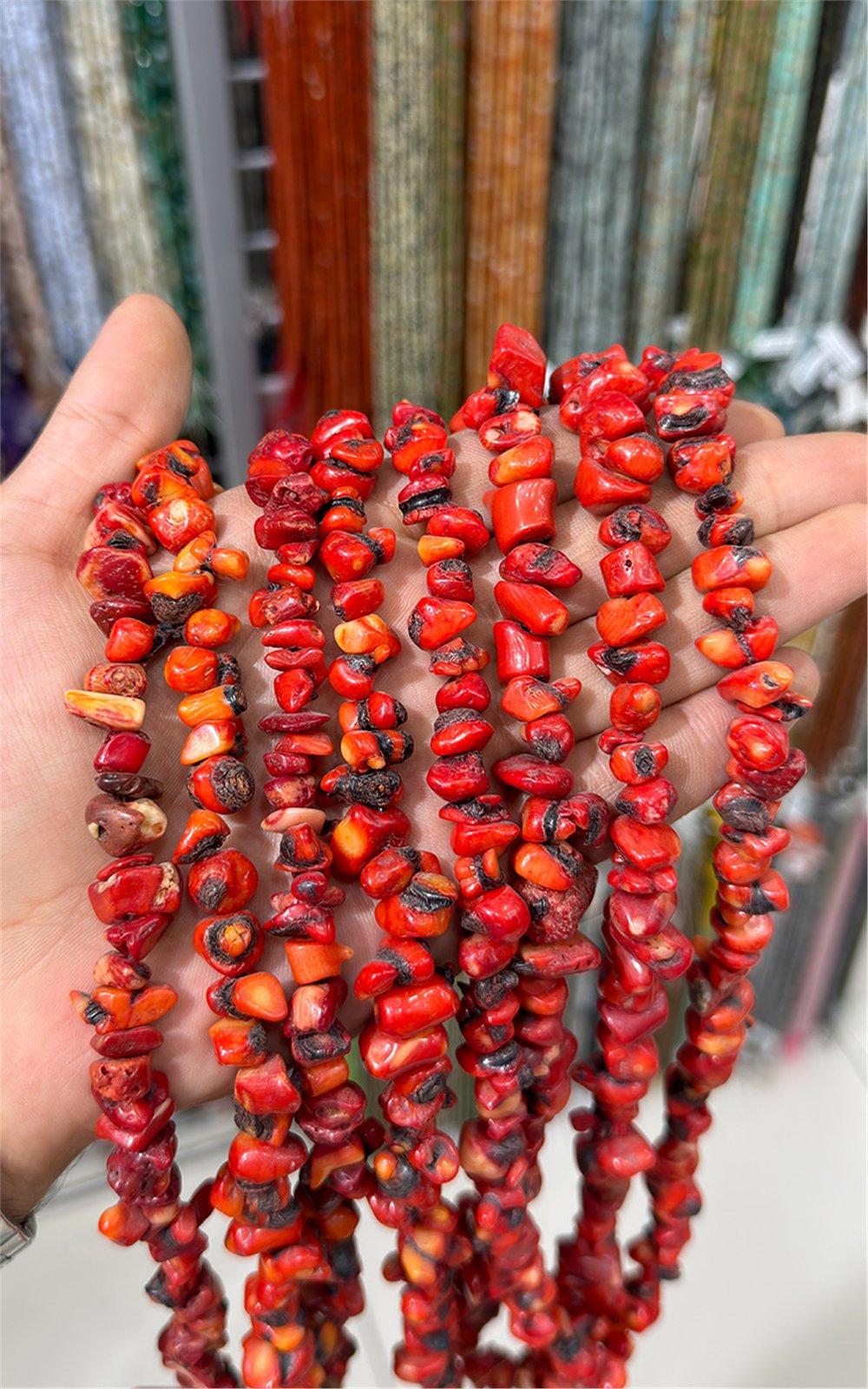 Mercan Doğal Taş Parlak Kırmızı Kırıktaş 7x11mm Dizi