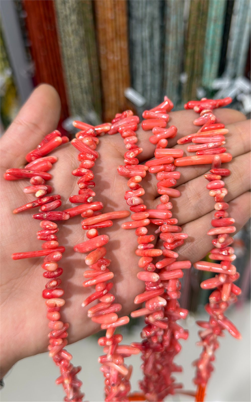 Mercan Doğal Taş Parlak Pembe Dal Mercan 3x11mm Dizi