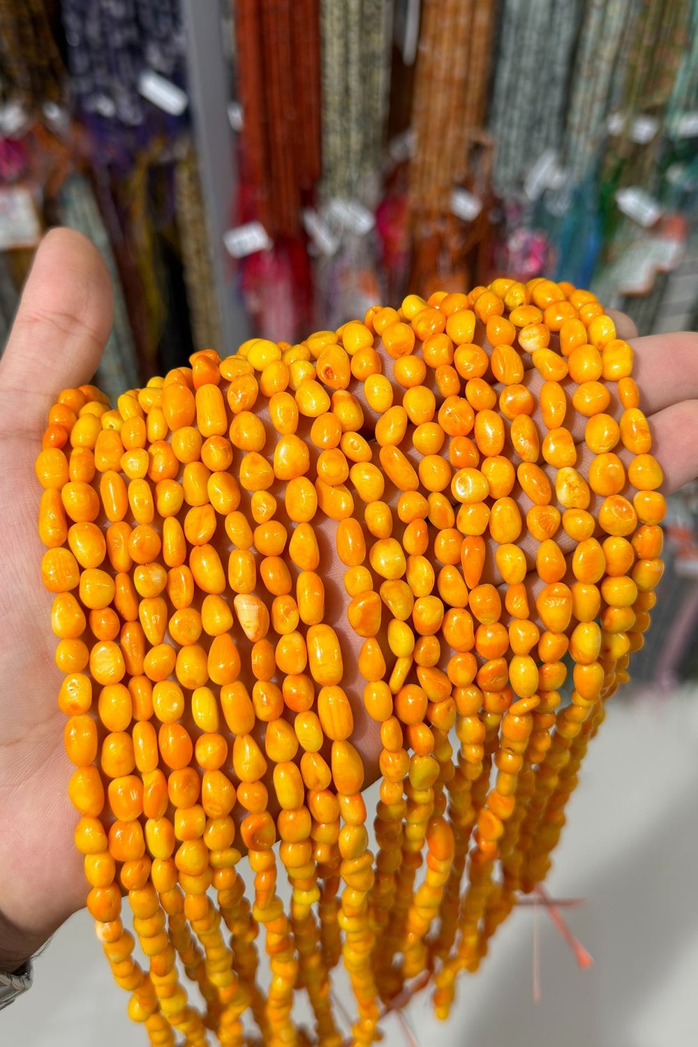 Mercan Doğal Taş Parlak Sarı Tımbıl 9x5mm Dizi