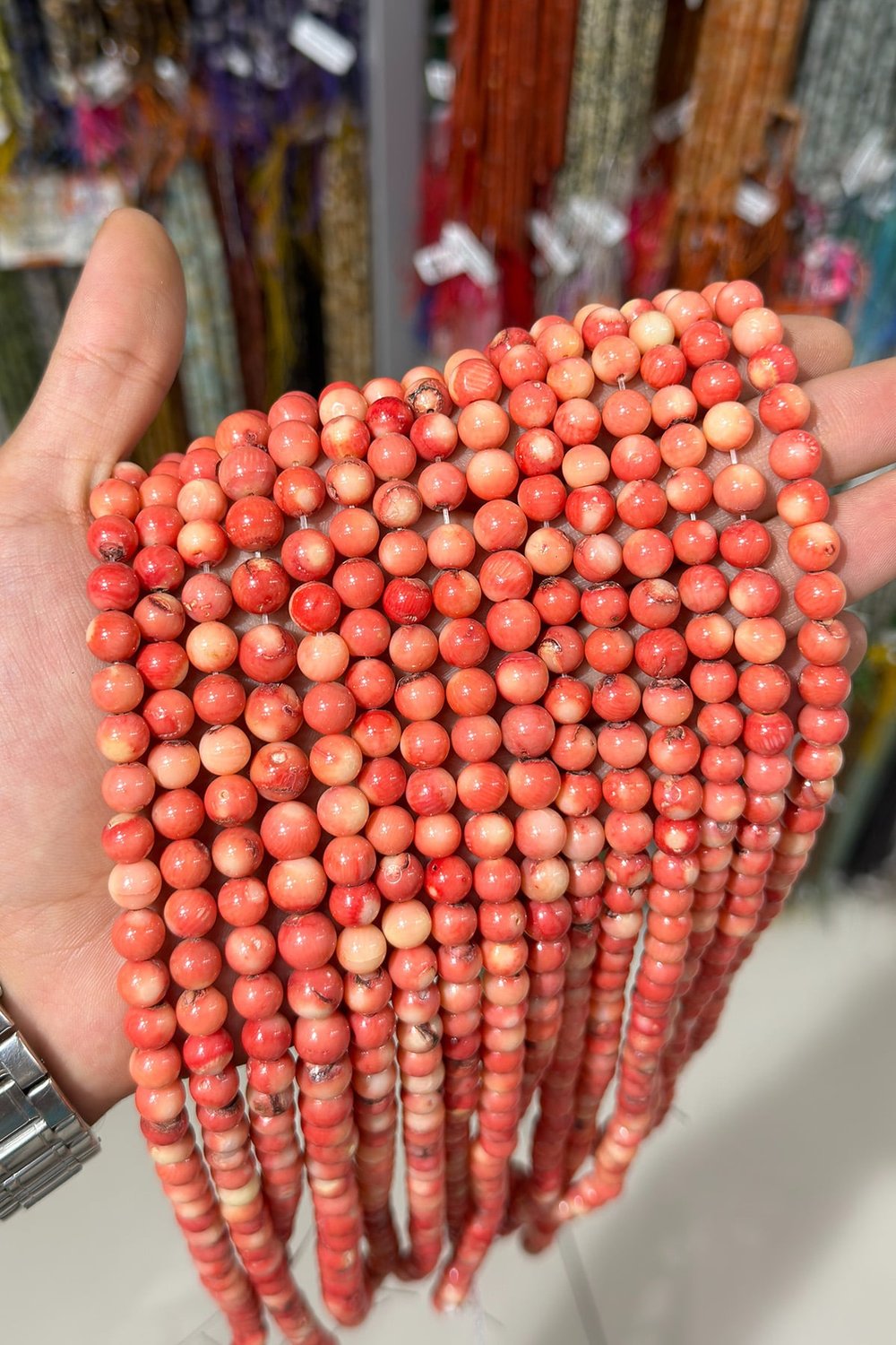 Mercan Doğal Taş Parlak Turuncu Küre 8,5mm Dizi