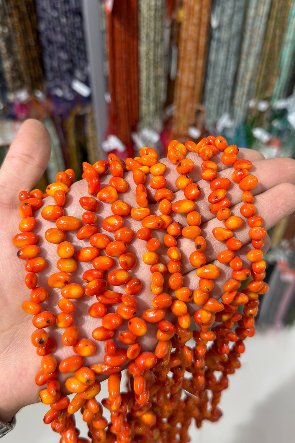 Mercan Doğal Taş Parlak Turuncu Tımbıl 5x8mm Dizi