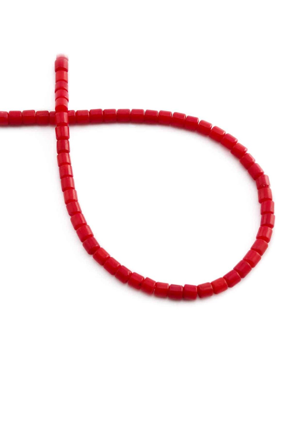 Coral Natural Stone Cylinder Cut 4x4mm String Of Beads