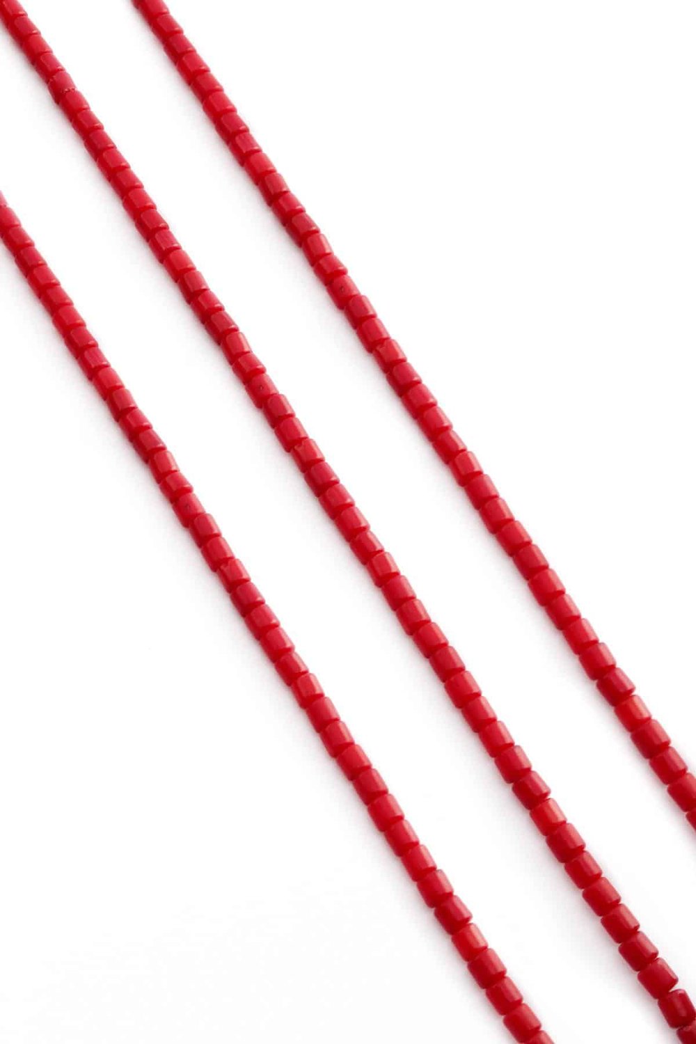 Coral Natural Stone Cylinder Cut 4x4mm String Of Beads
