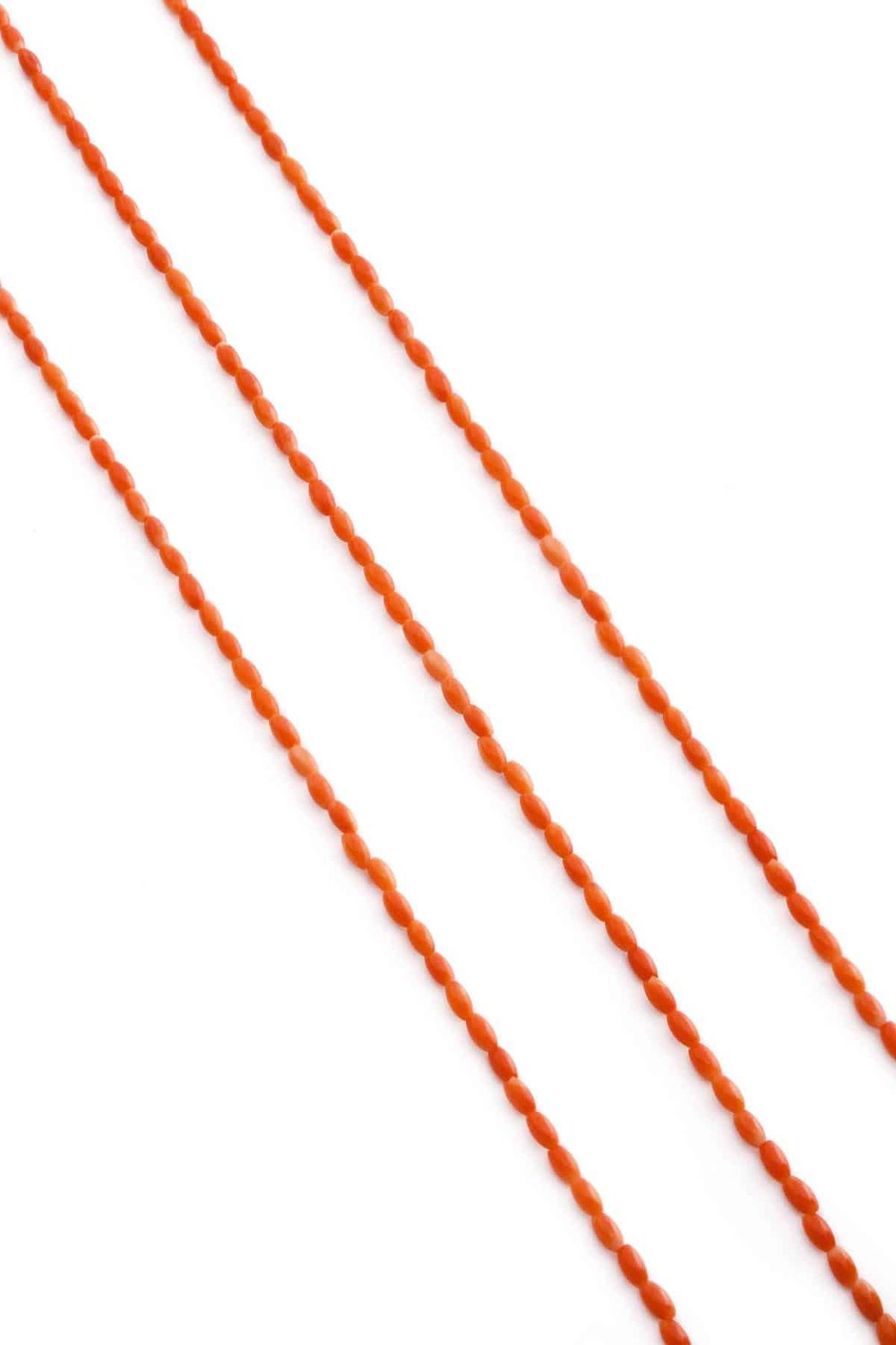 Coral Natural Stone Orange Barley Cut 2x4mm String Of Beads