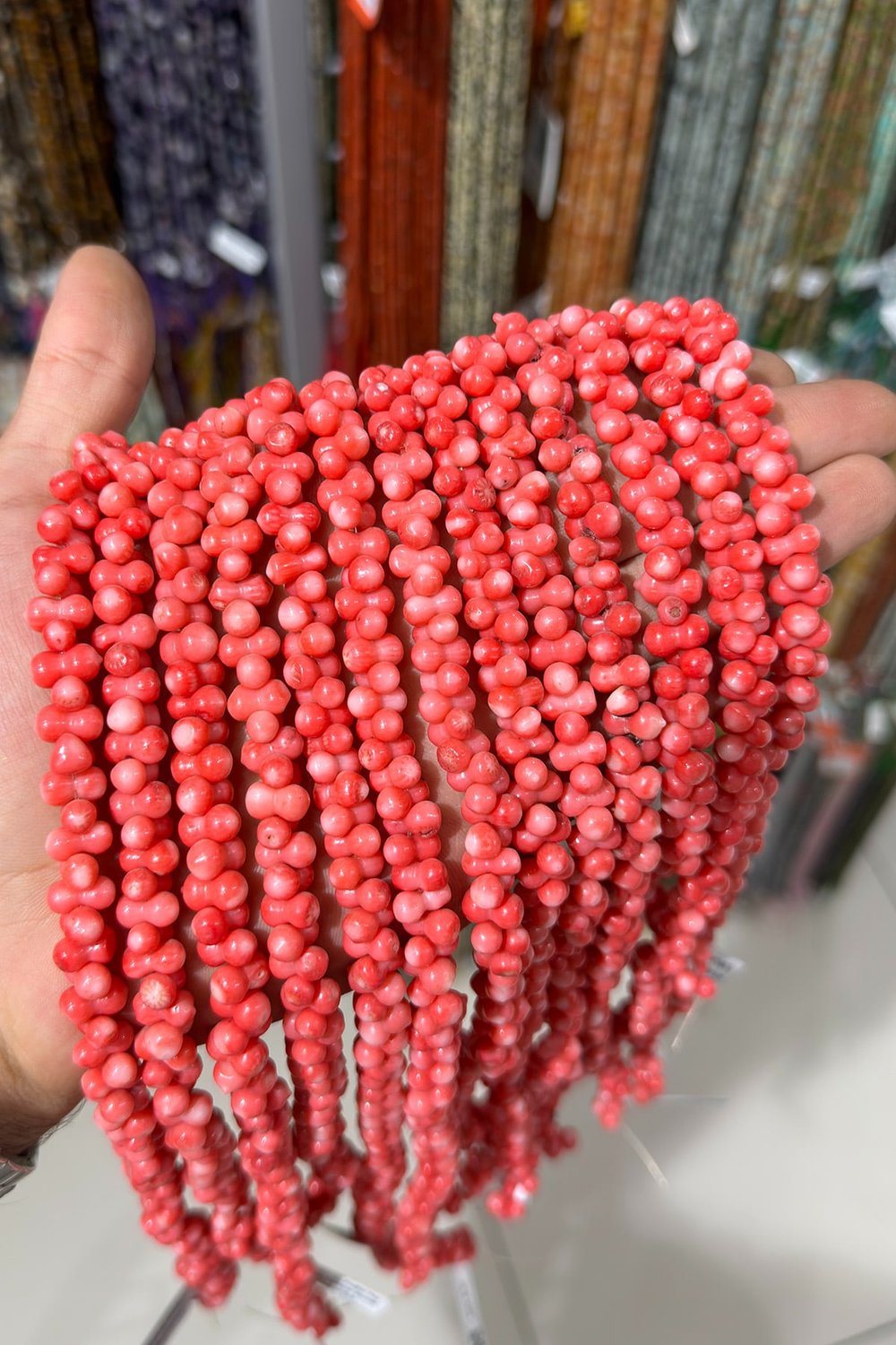 Mercan Taşı Kemik Kesim Koyu Pembe Doğal Taş Dizi