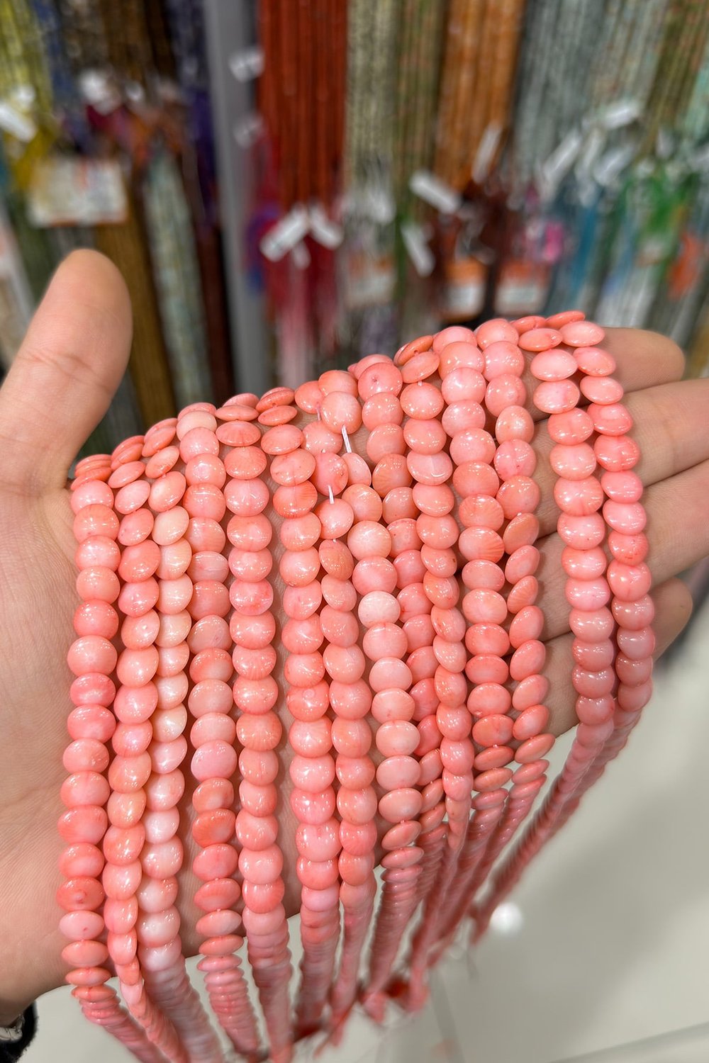 Mercan Taşı Rondela Kesim Parlak Pembe 7x3mm Doğal Taş Dizi [AA]