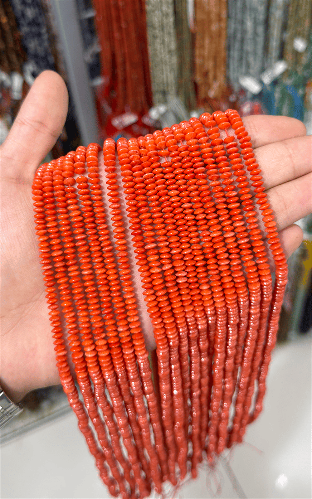 Mercan Taşı Rondela Kesim Turuncu 5x3mm Doğal Taş Dizi