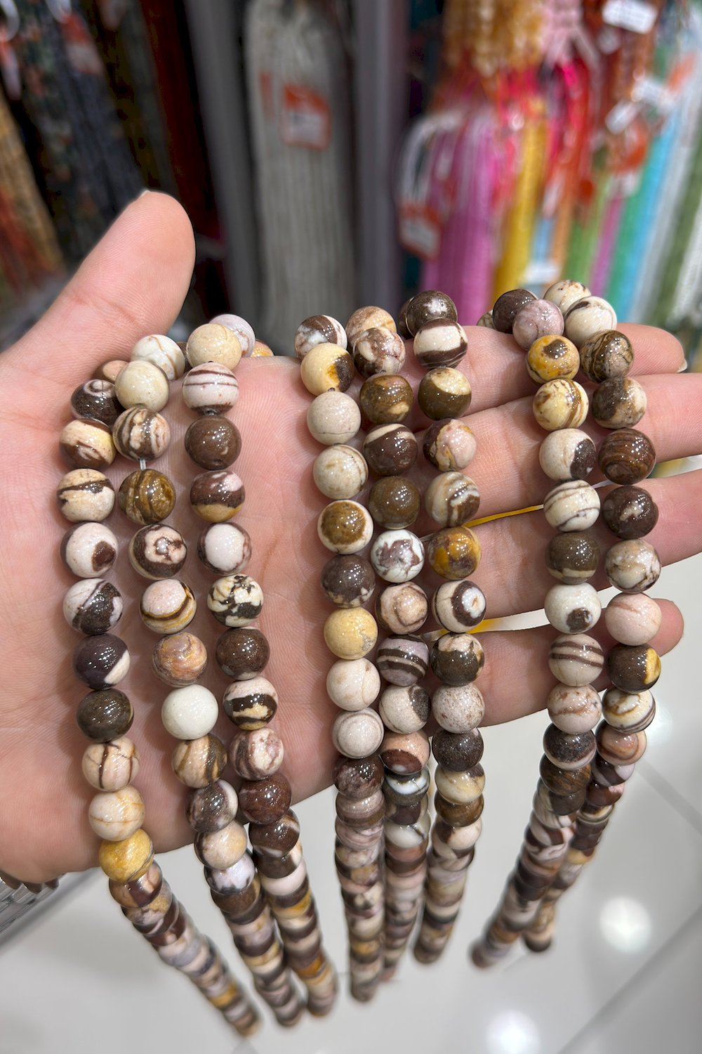 Milk Jasper Taşı Küre Kesim Parlak 10mm Doğal Taş Dizi [AA]