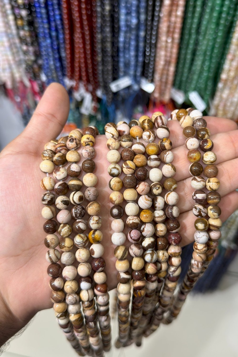 Milk Jasper Taşı Küre Kesim Parlak 8mm Doğal Taş Dizi [AA]