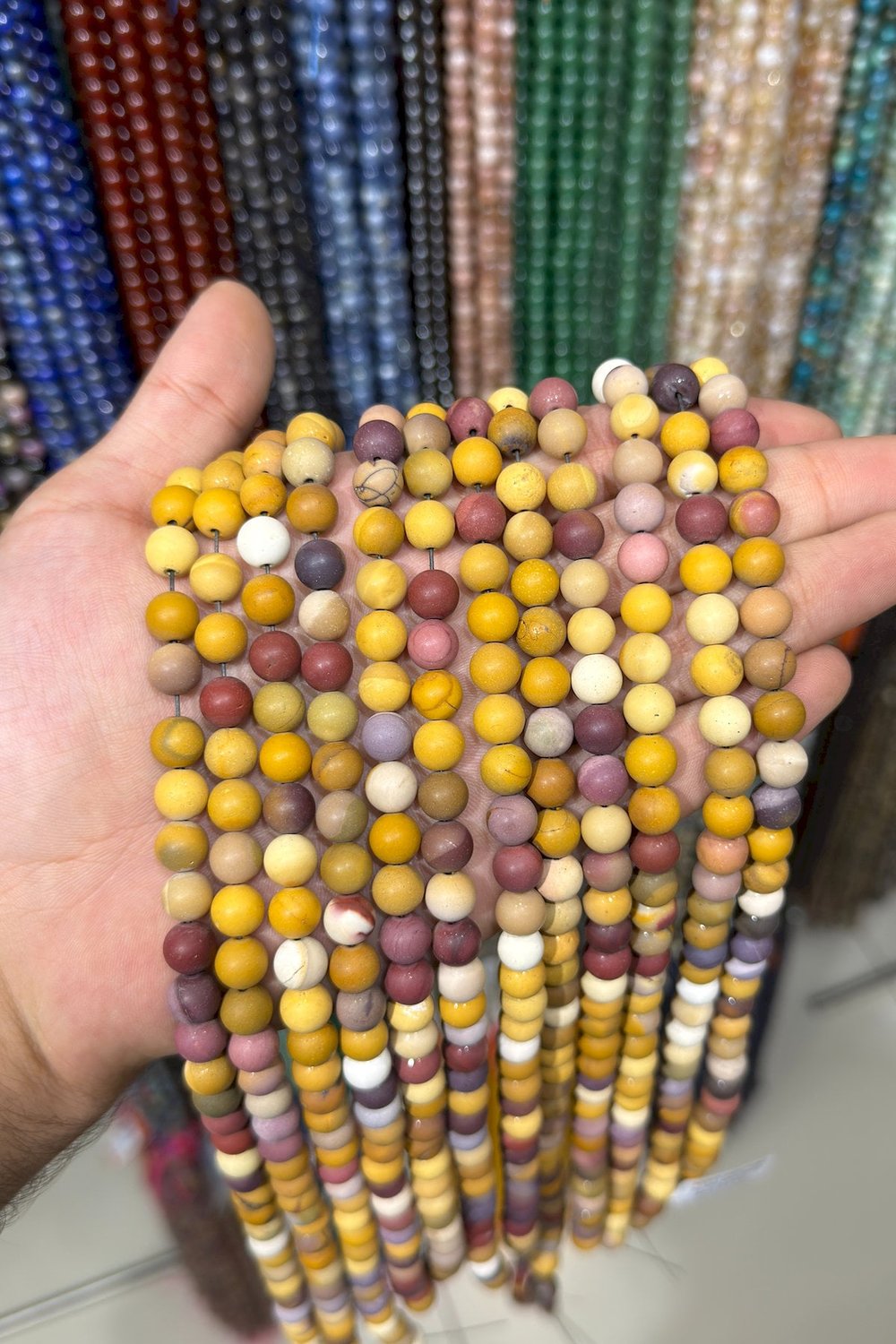Mokait Jasper Taşı Küre Kesim Mat 8mm Doğal Taş Dizi [AA]