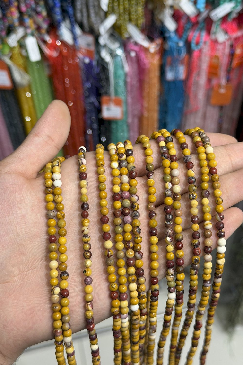 Mokait Jasper Taşı Küre Kesim Parlak 4mm Doğal Taş Dizi [AA]