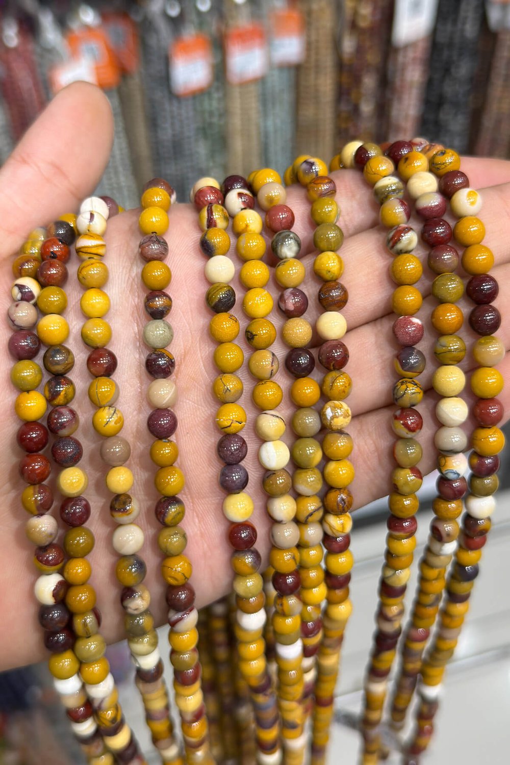 Mokait Jasper Taşı Küre Kesim Parlak 6mm Doğal Taş Dizi [AA]