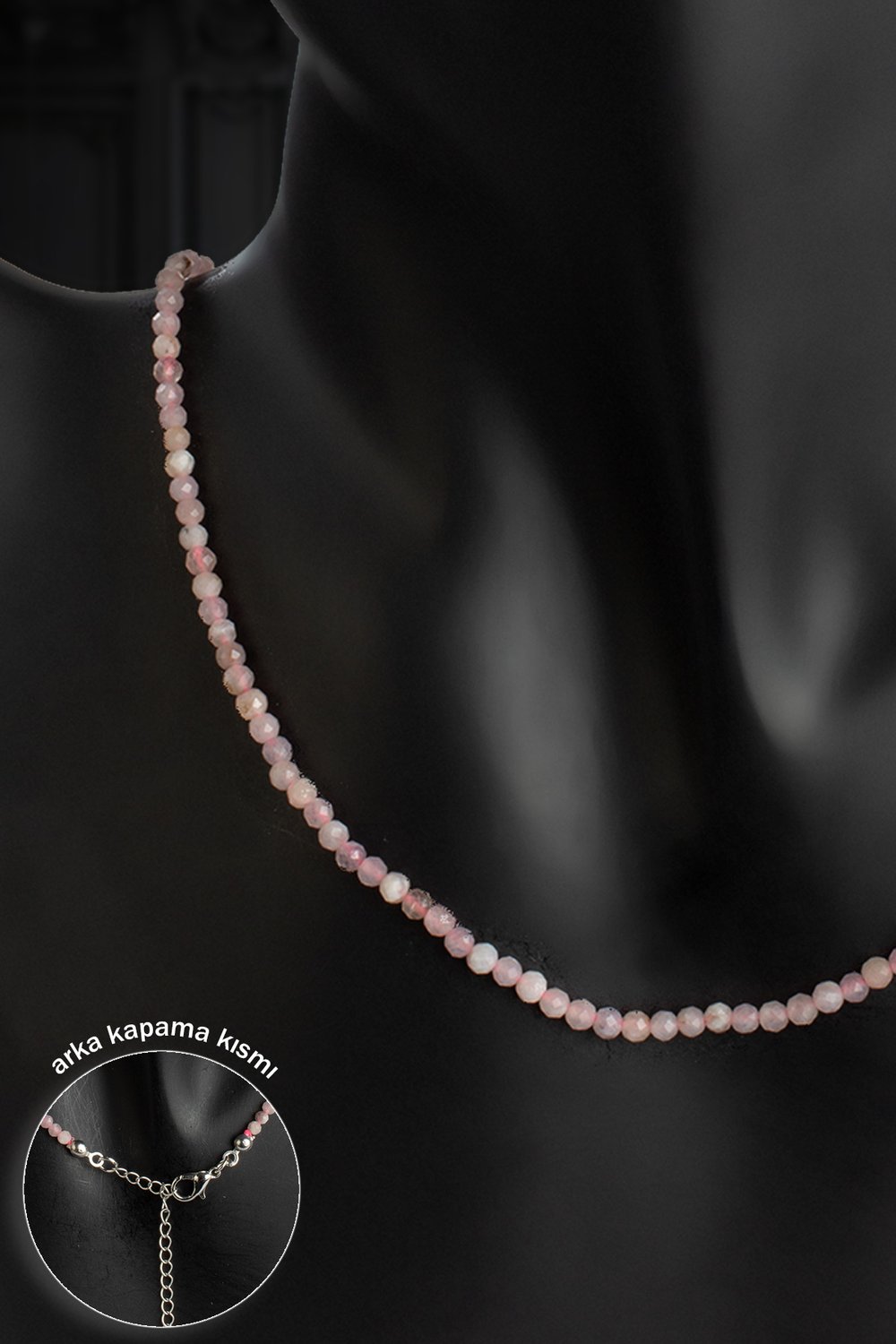 Morganit Doğal Taş Pembe Faset Küre Kesim 3mm Kolye