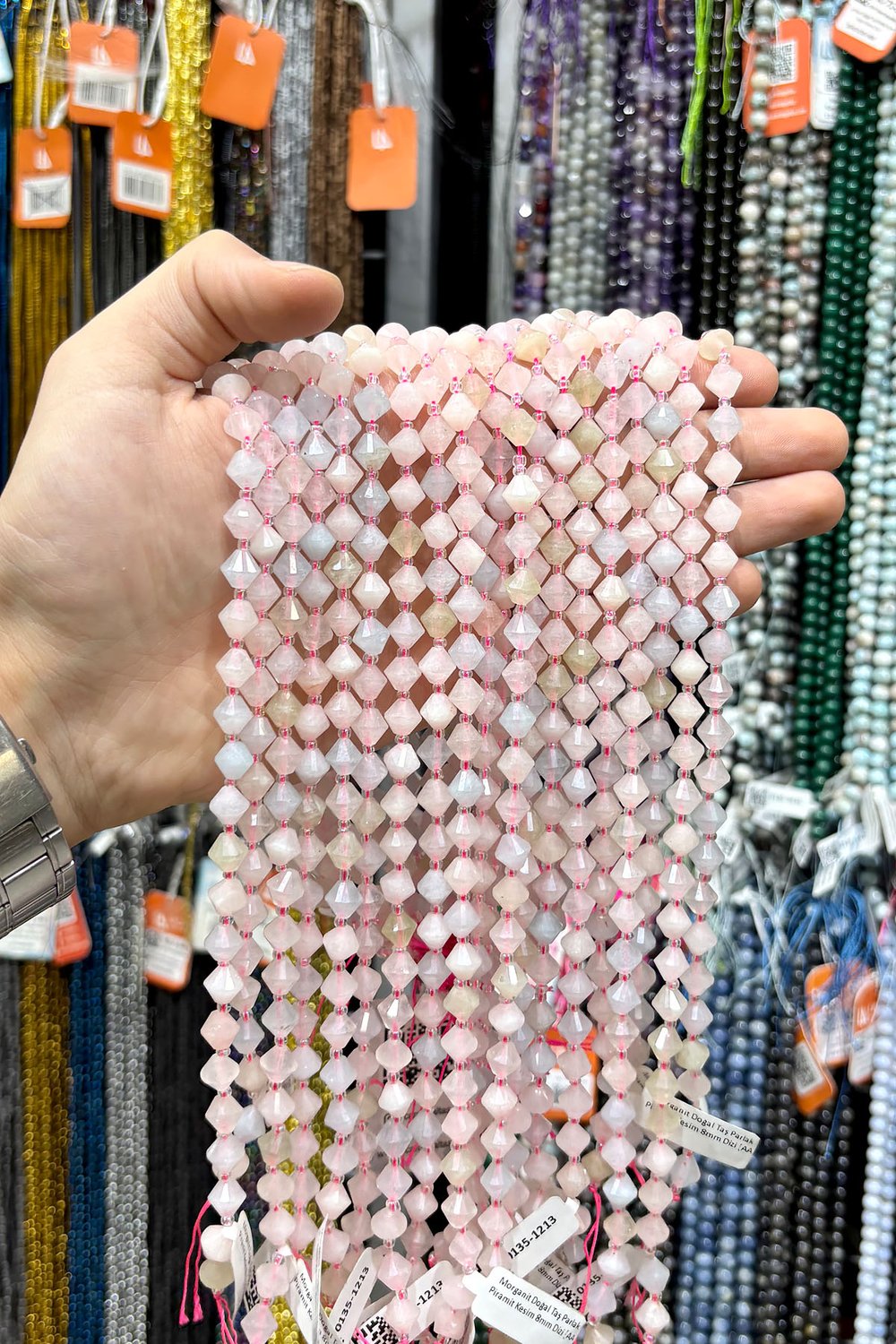Purpleganite Natural Stone Pyramid Cut 8mm String Of Beads