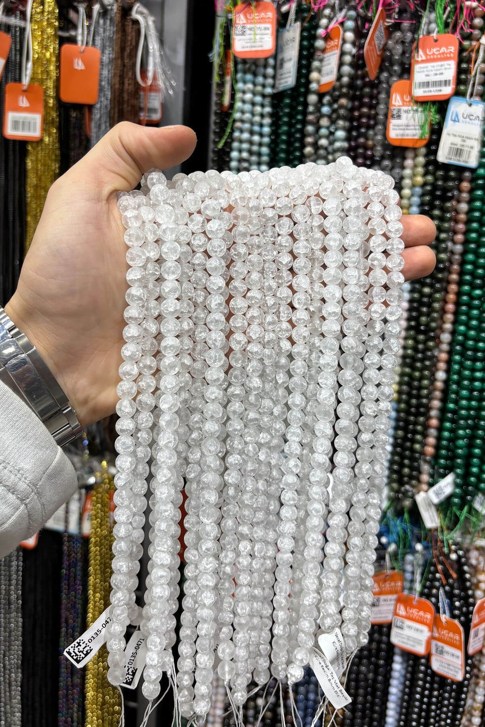 Necef Taşı Küre Kesim Mat Beyaz 8mm Doğal Taş Dizi