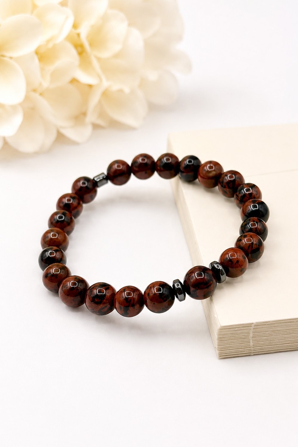 Obsidyen Doğal Taş Kahverengi Küre Kesim 8mm Bileklik