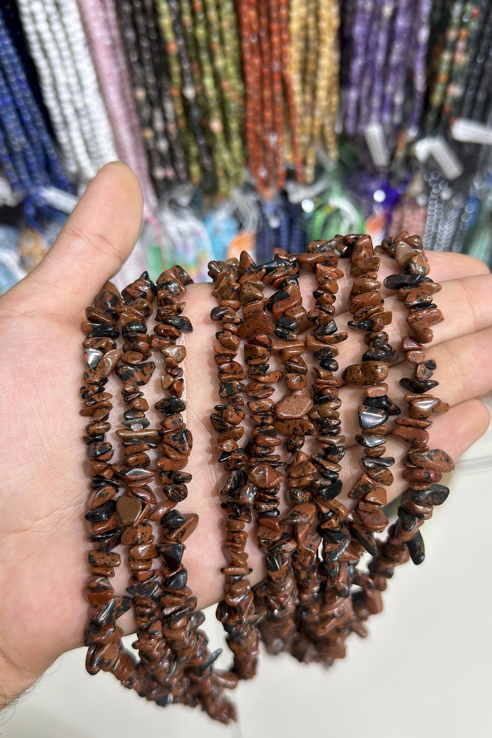 Obsidyen Kırık Taş Orta Boy Parlak 5x8mm Doğal Taş Dizi