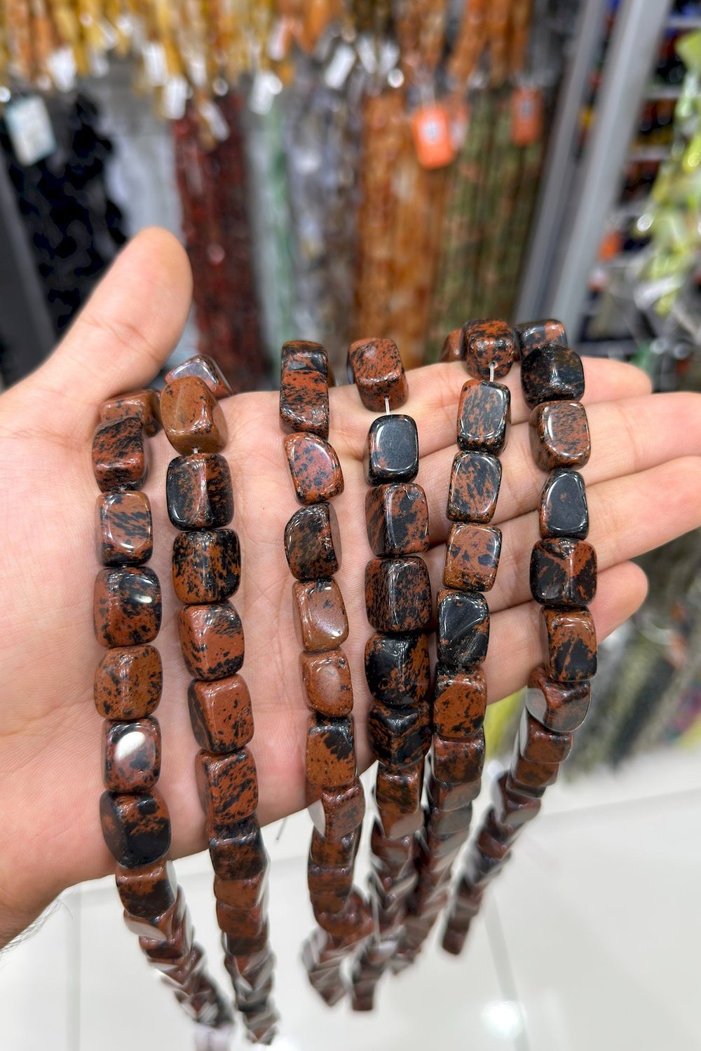 Obsidyen Taşı Dikdörtgen Kesim Kahverengi 10x14mm Doğal Taş Dizi