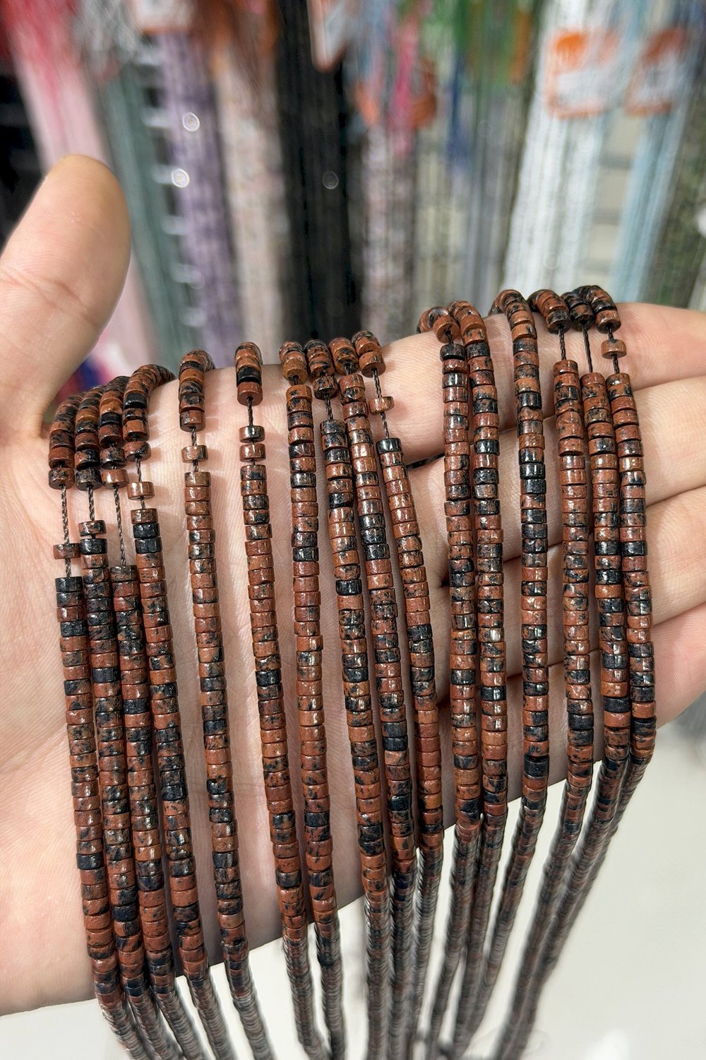Obsidyen Taşı Dore Kesim Bordo 2x4mm Doğal Taş Dizi