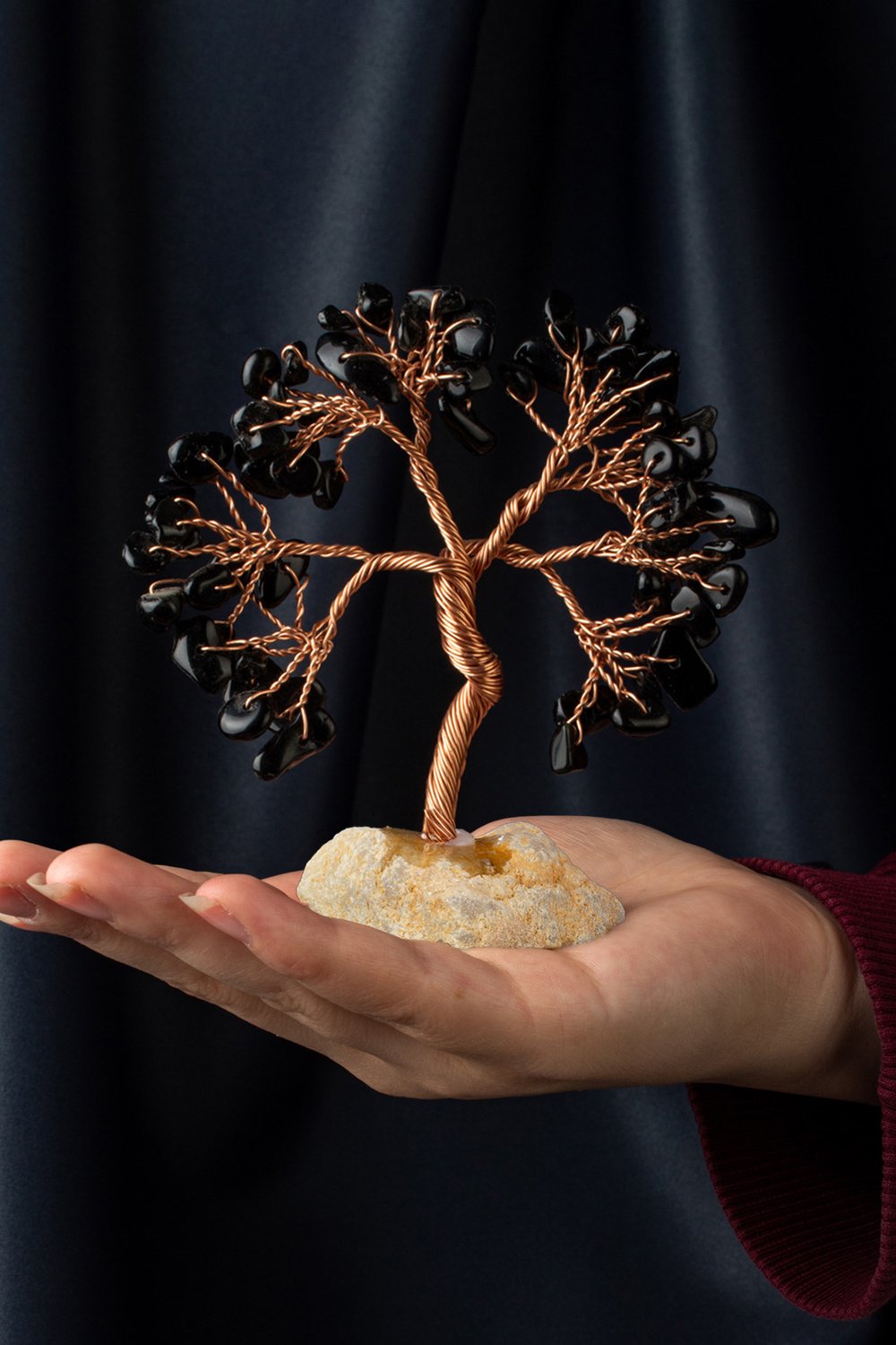 Obsidian Stone Handmade 4x11 cm Decorative Tree of Life