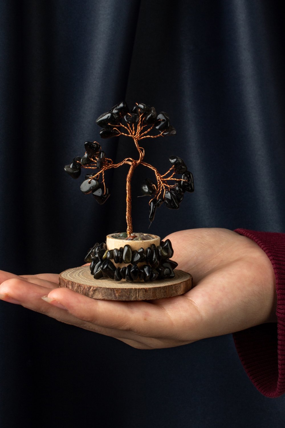 Obsidian Stone Handmade 6x11 cm Decorative Tree of Life