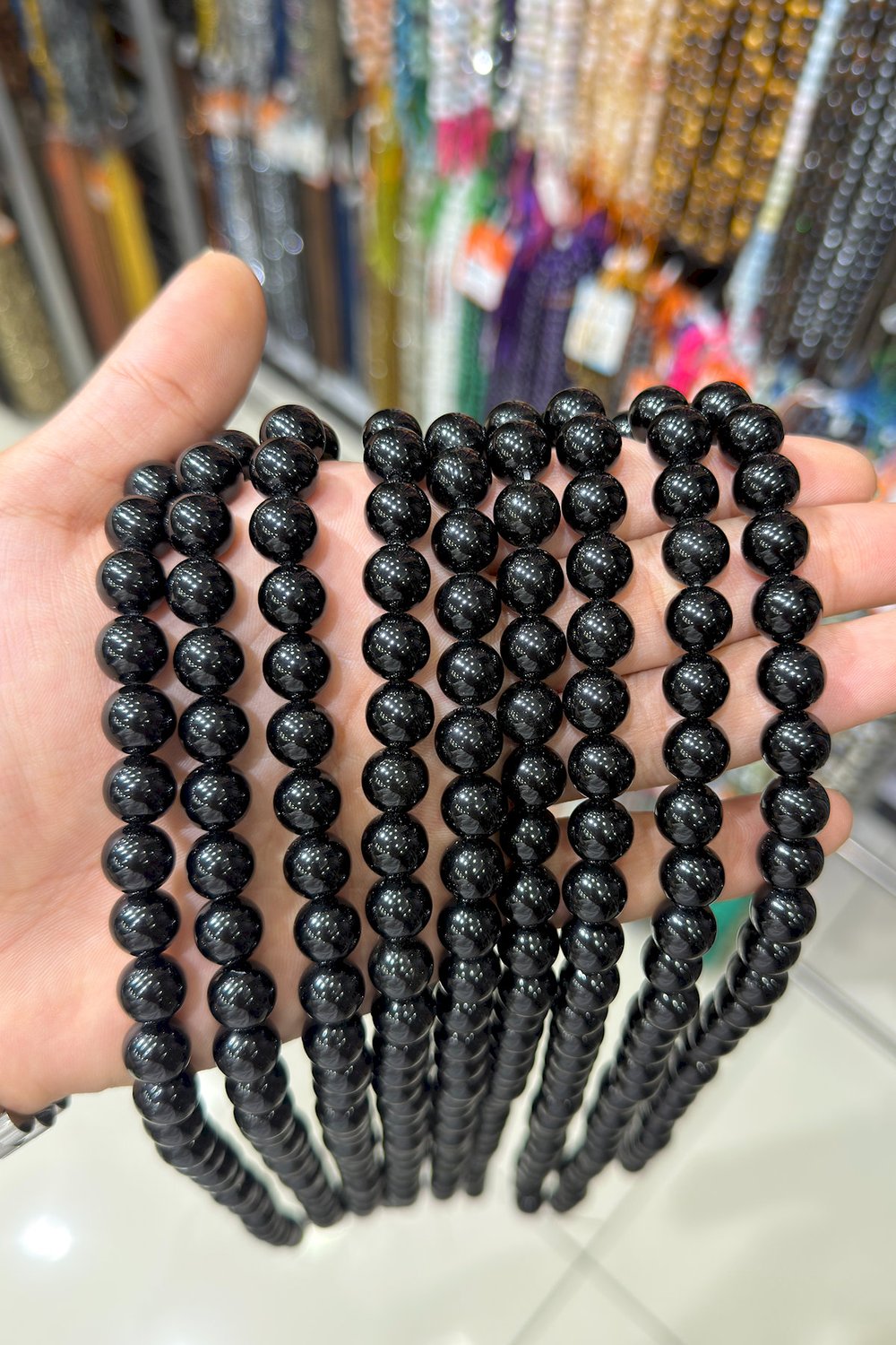 Obsidyen Taşı Küre Kesim Parlak 10mm Doğal Taş Dizi