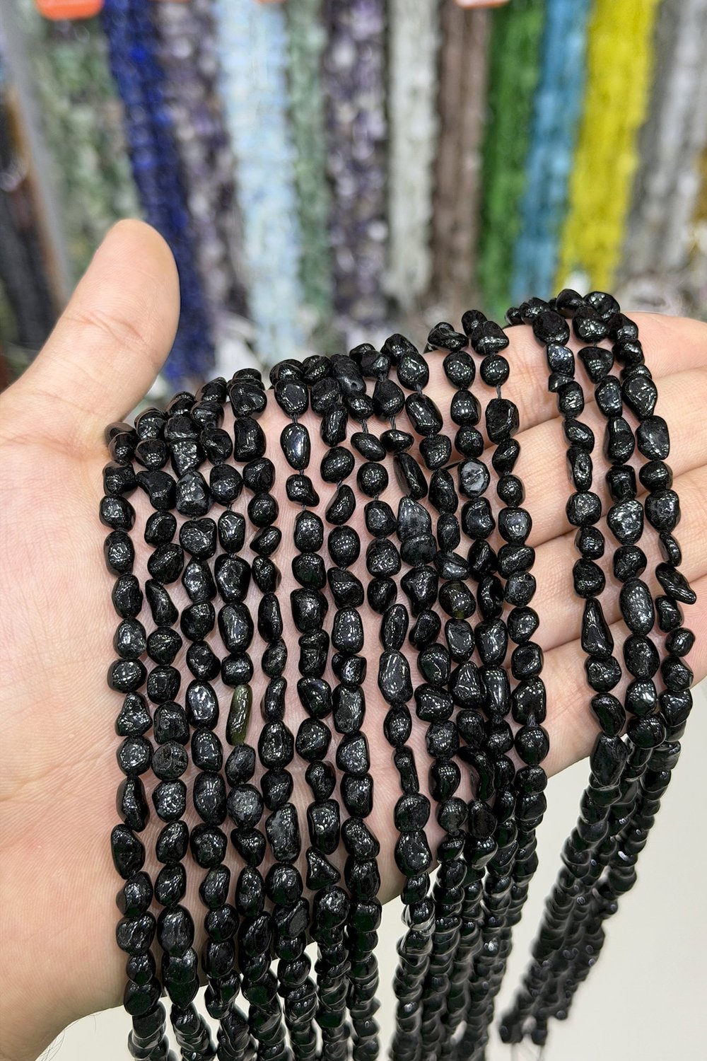 Obsidyen Taşı Tımbıl Kesim Parlak 6x8mm Doğal Taş Dizi